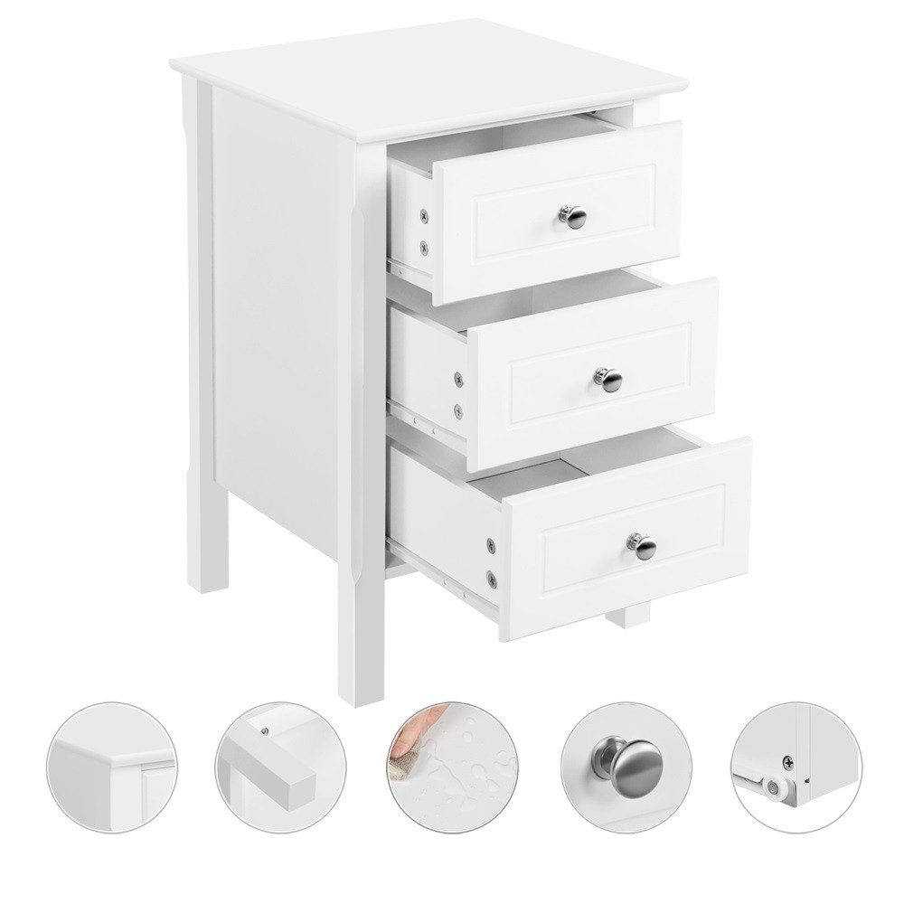 Yaheetech Nachttisch (2er Set), Nachtschrank mit 3 Schubladen Boxspringbett Nachtkommode