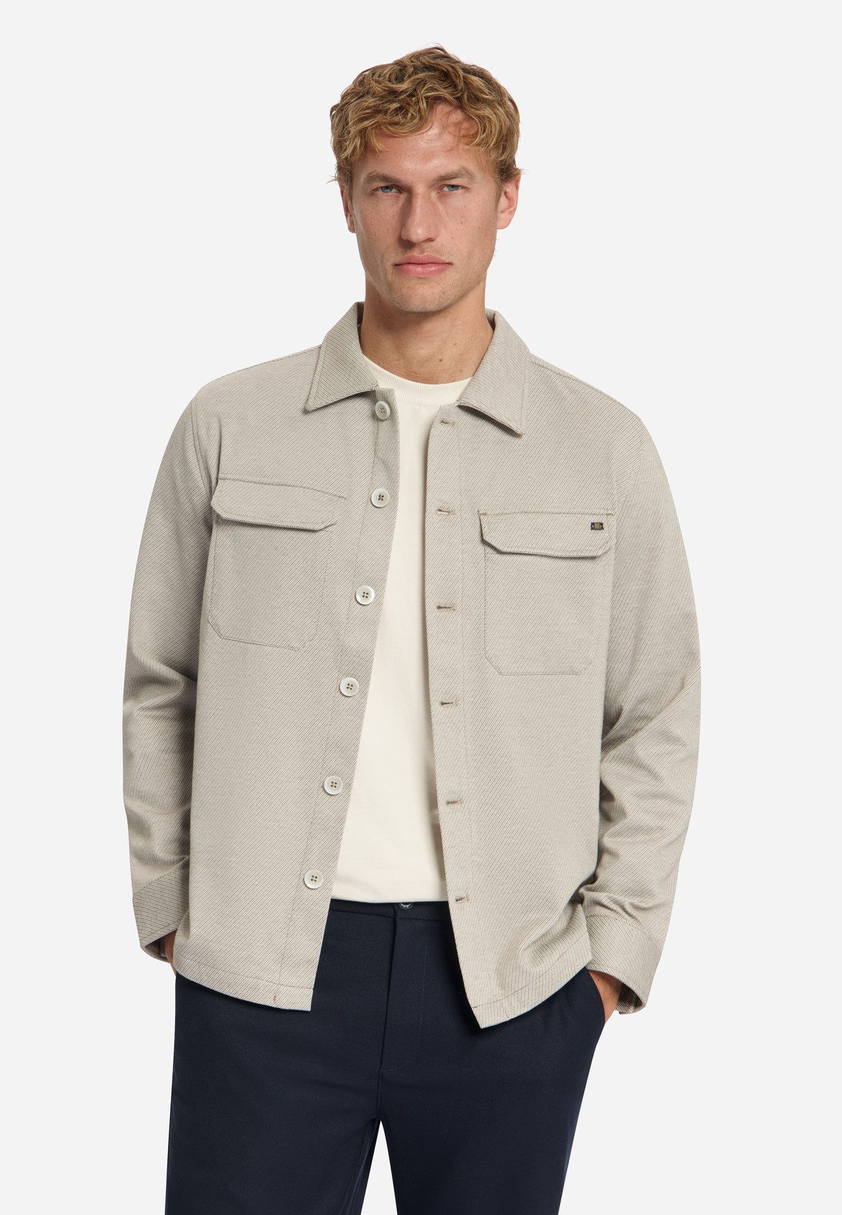 NO EXCESS Hemdjacke Overshirt Full Button Melange Twill - Melange Twill