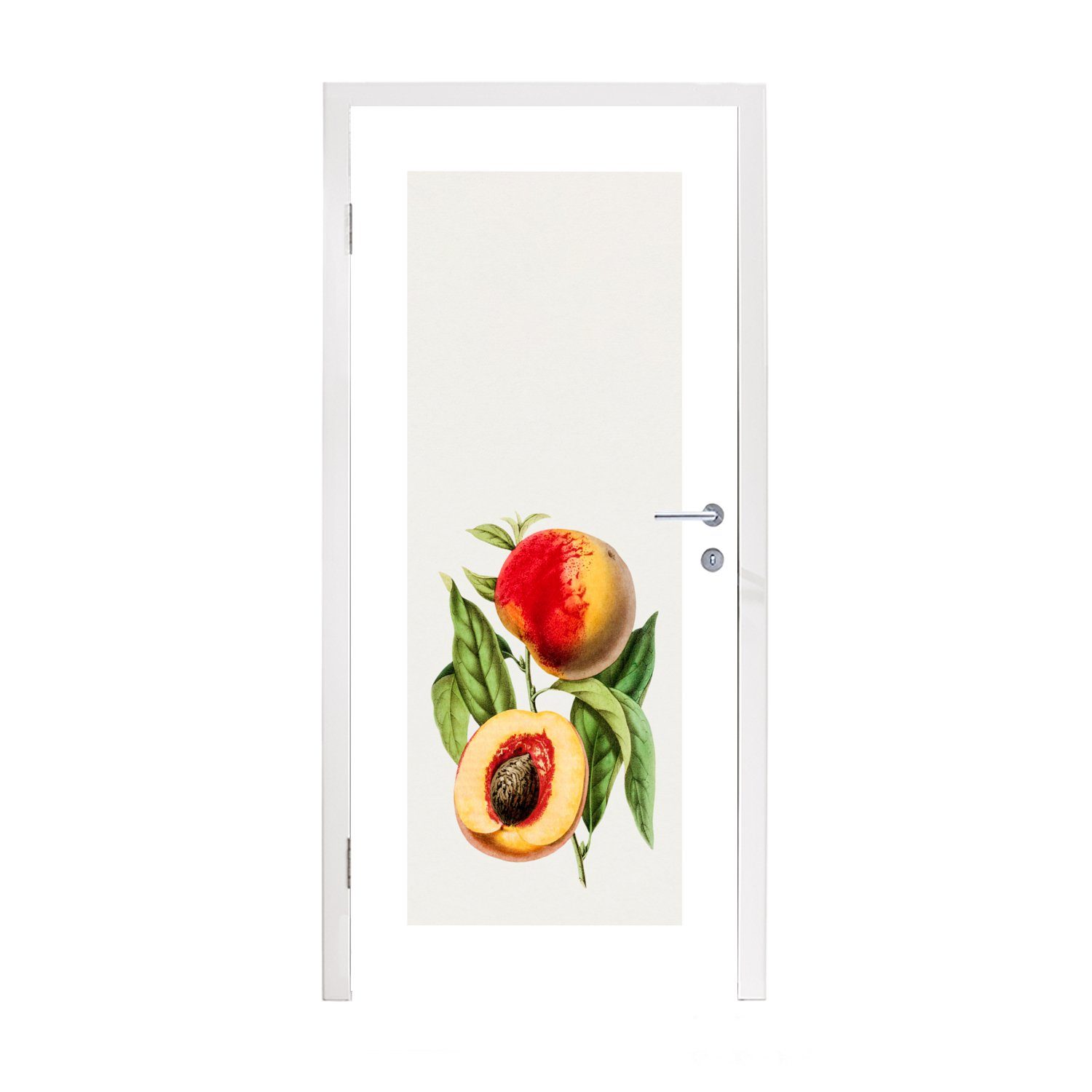MuchoWow Türtapete Pfirsich Obst Tür, Lebensmittel, St), - - Matt, für (1 Fototapete bedruckt, Türaufkleber, cm 75x205