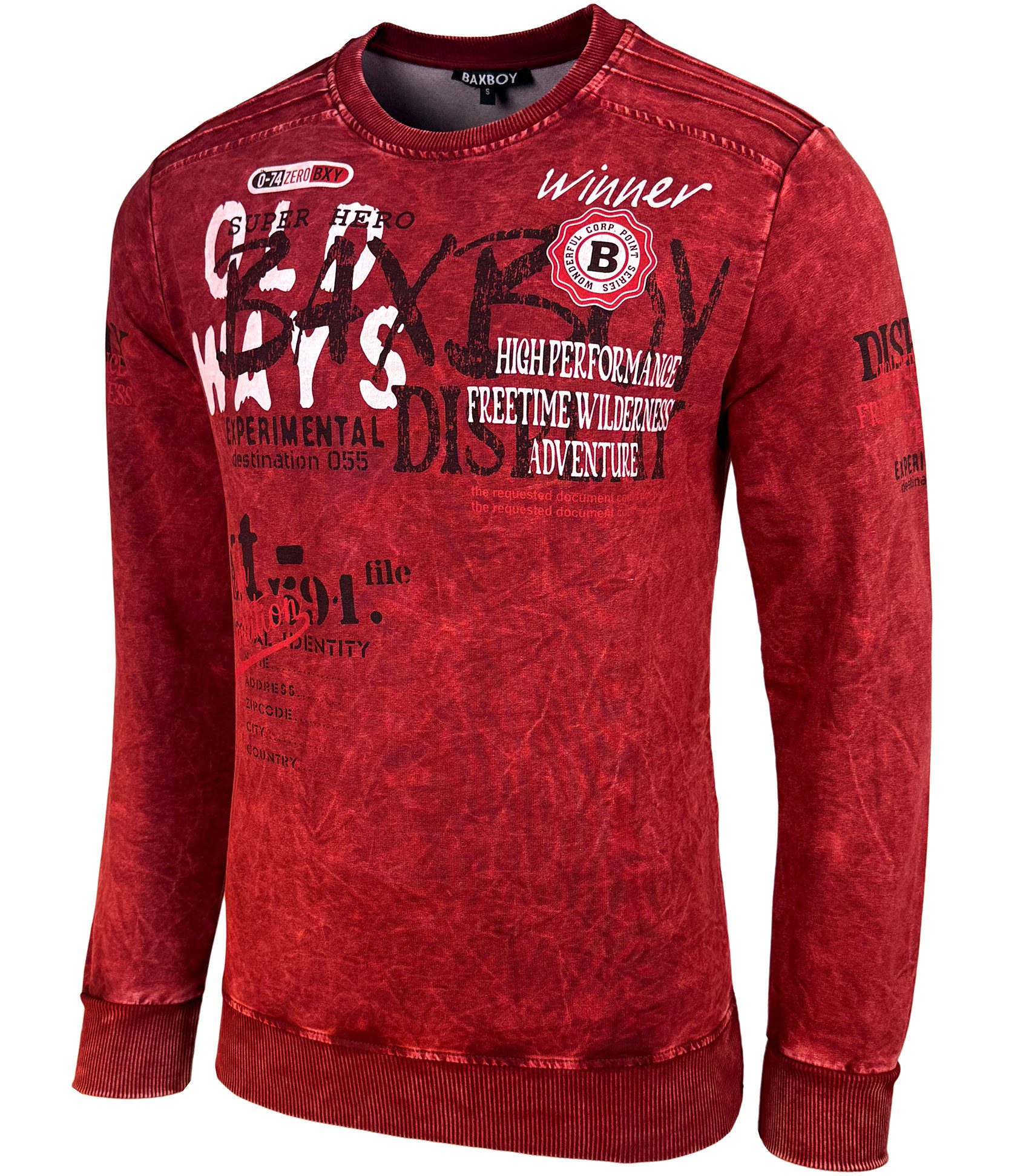 Baxboy Longshirt BAXBOY Herren Sweatshirt Männer Pulli Sweater Shirt Mit Print 607