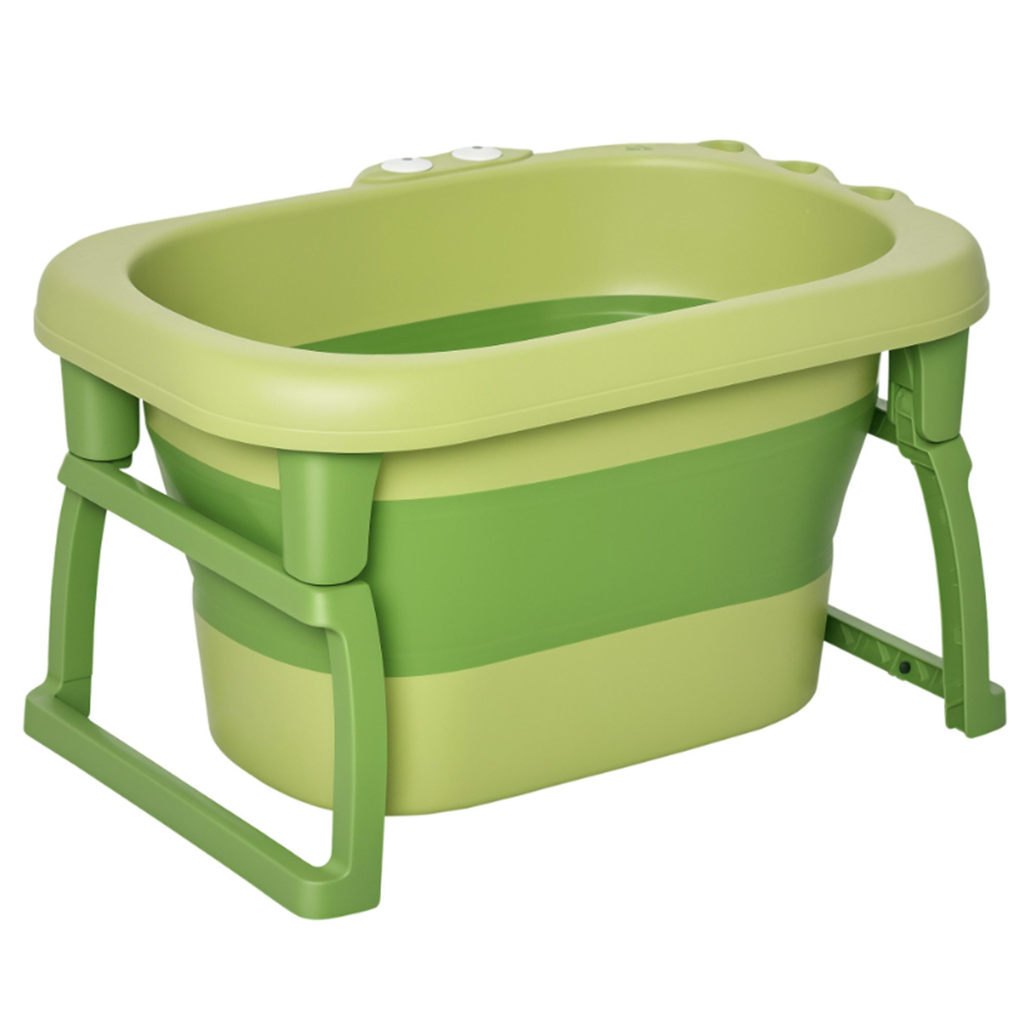Luckice Babybadewanne Faltbare Babywanne mit Tritthocker – Grün, (Babywannen-Set mit Tritthocker, faltbares Bade-Set für Kleinkinder, 1-tlg), ohne scharfe Kanten, geschwungene ergonomische Form, max