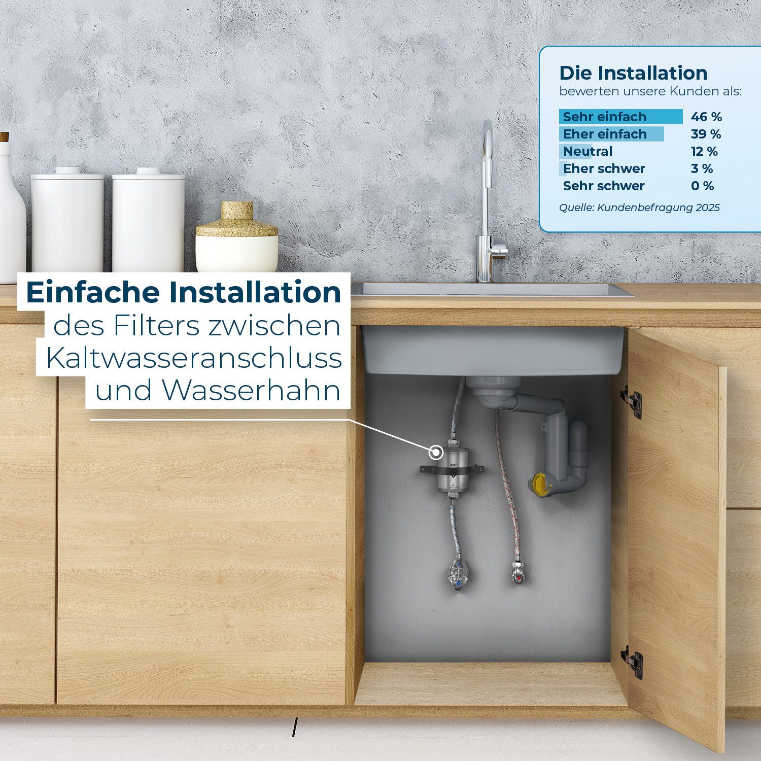 Alb Filter Wasserfilter Active Trinkwasserfilter, reduziert Schadstoffe, mit Aktivkohle, Made in Germany, Edelstahl