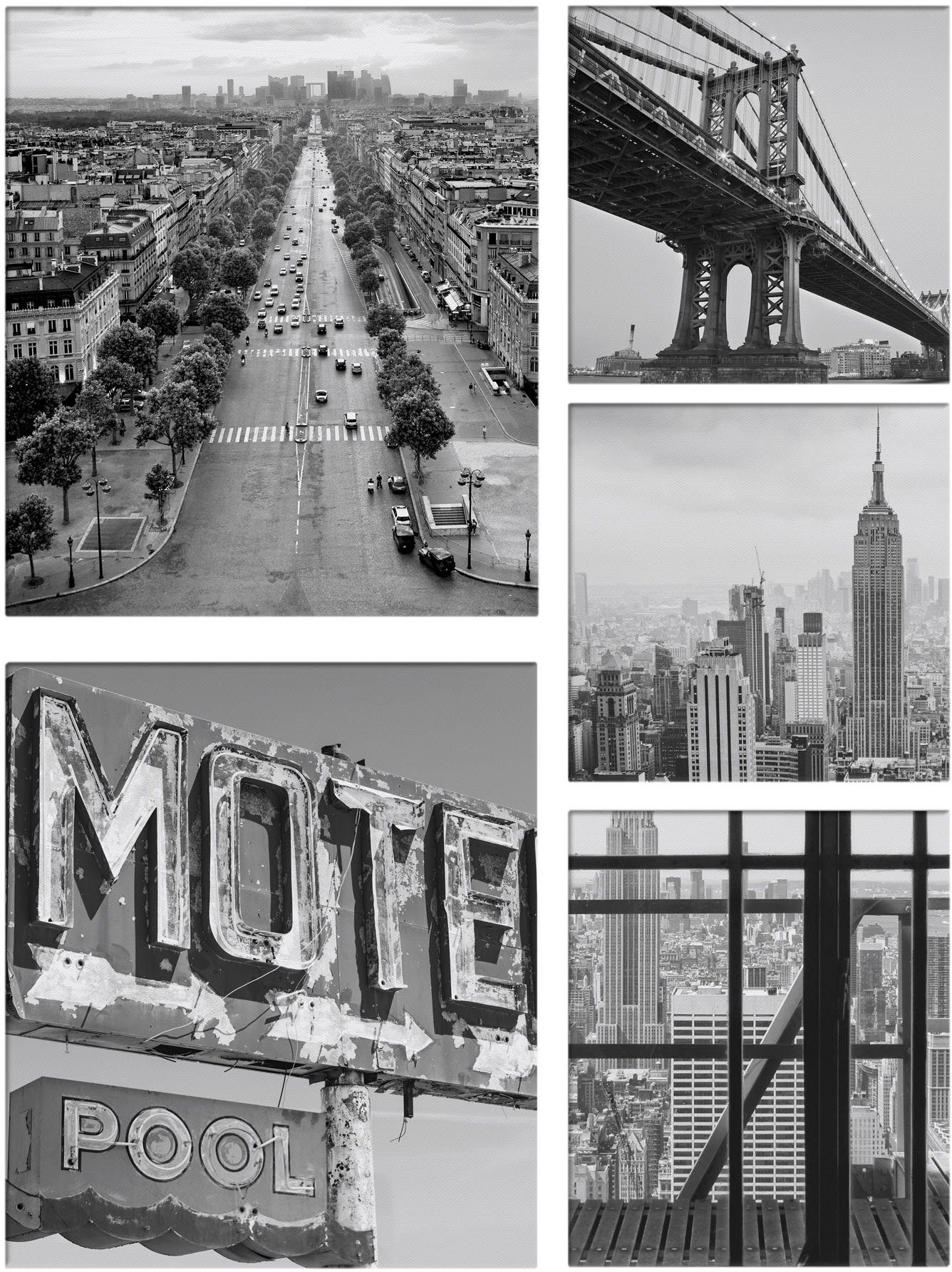 Art for the home Leinwandbild Set City, Städte (Set, 5 St), SET 5-teilig City Stadt 80 x 60 cm