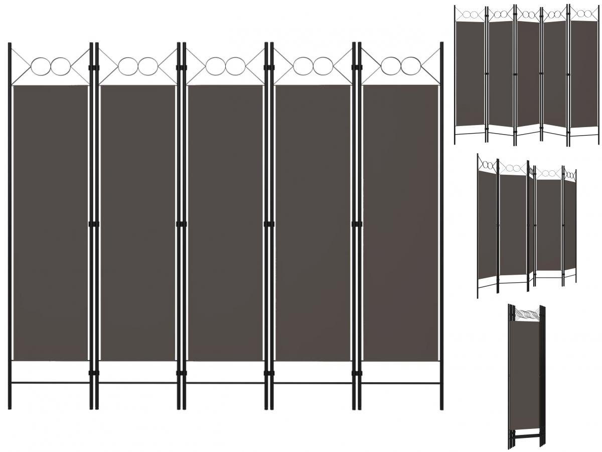 vidaXL Raumteiler Paravent Trennwand Spanische Wand 5-tlg Raumteiler Anthrazit 200 x 180 | Raumteiler-Regale