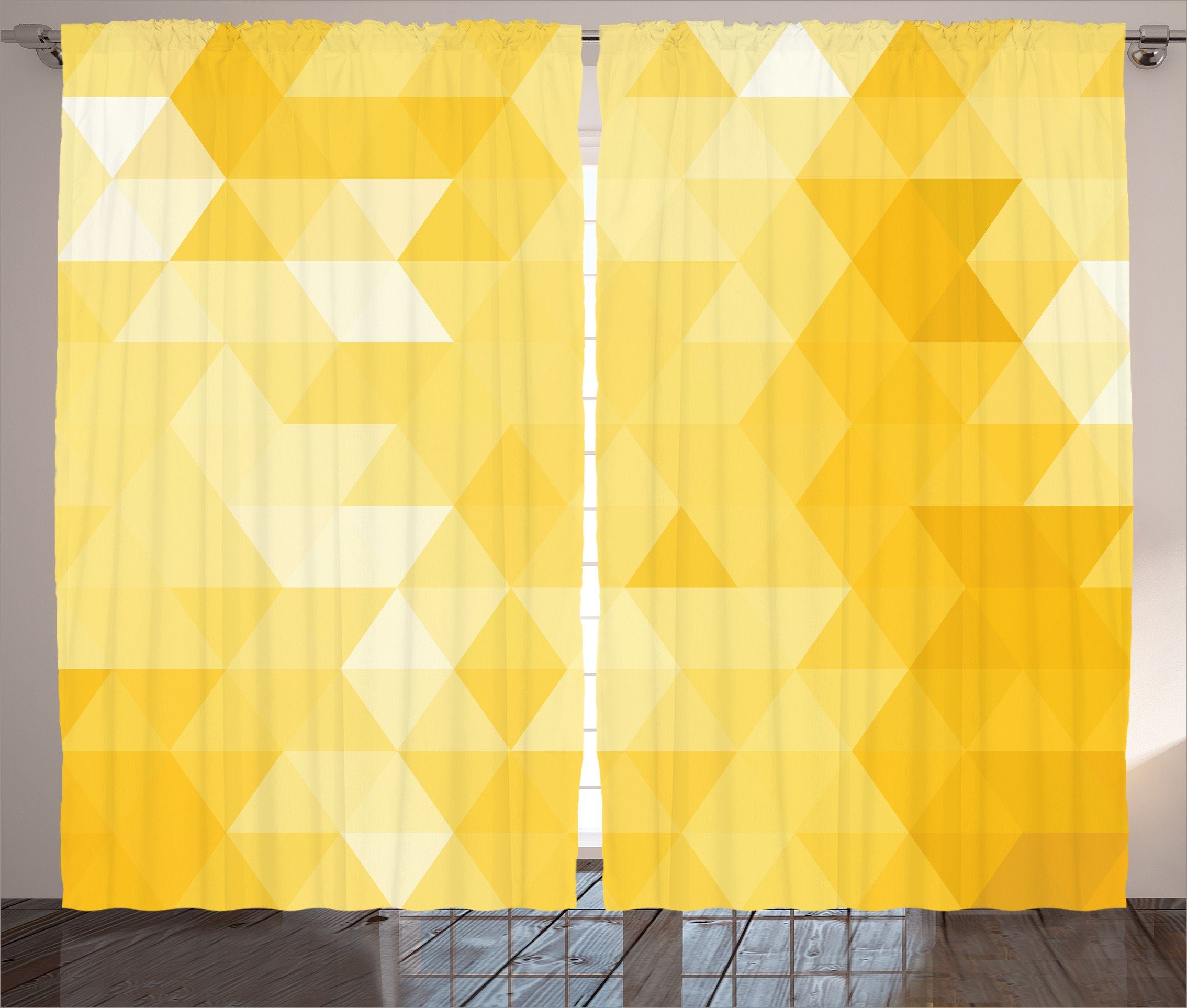 Gardine Triangle Schlaufen mit Gelb und Schlafzimmer Kräuselband Abakuhaus, Geometric Haken, Vorhang