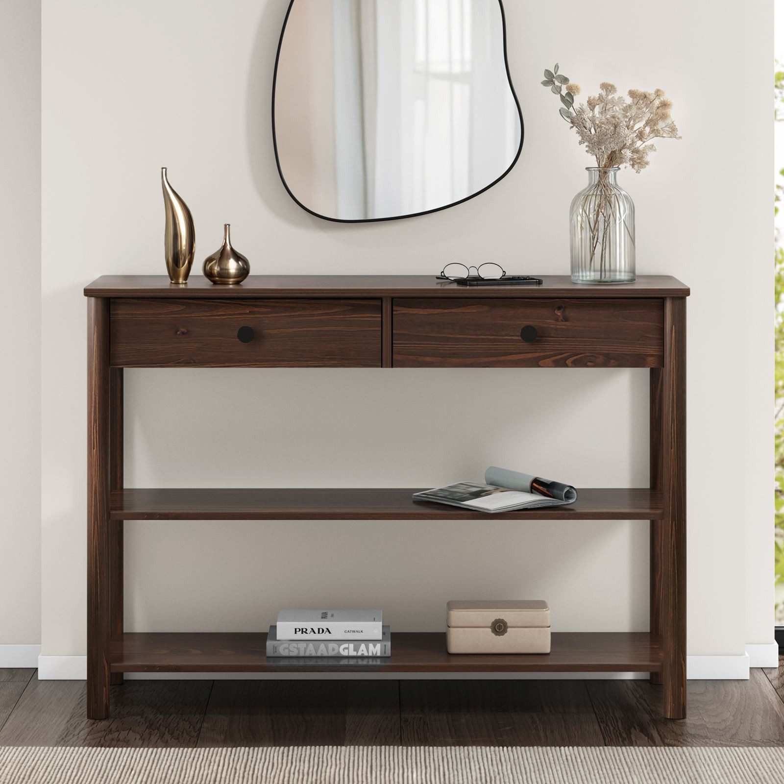 IDIMEX Konsolentisch APOANA, Flurtisch schmal mit 2 Schubladen aus Massivho günstig online kaufen