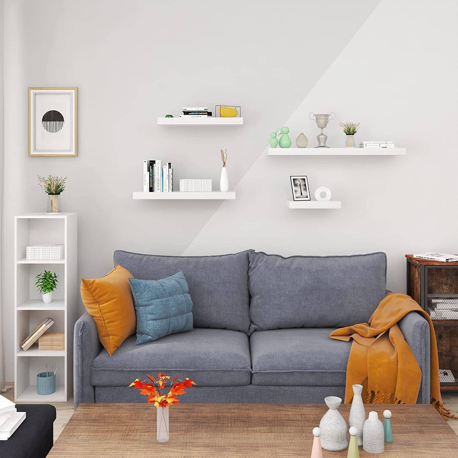 Woltu Wandregal, 3-tlg., Volato freischwebend Schweberegal Holz Board Weiß günstig online kaufen