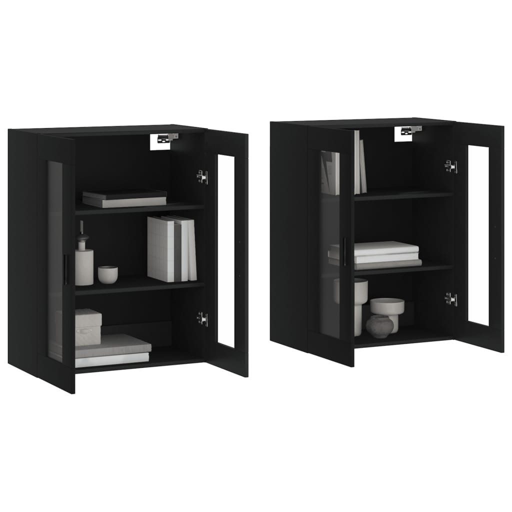 vidaXL Sideboard Wandschränke 2 Stk. Schwarz günstig online kaufen