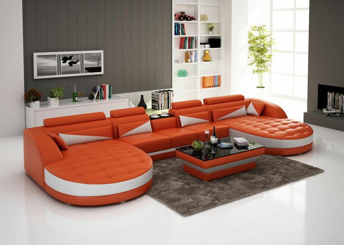 JVmoebel Ecksofa Ledersofa Couch Sofa Wohnlandschaft Ecksofa Design Modern Eck Garnitur
