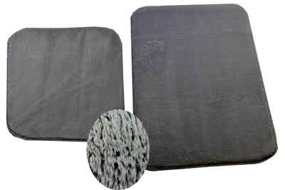 Teppich »Badematte Badgarnitur Set 2-teilig Duschvorleger Badteppich waschbar grau«, Carpetia, rechteckig, Höhe 18 mm