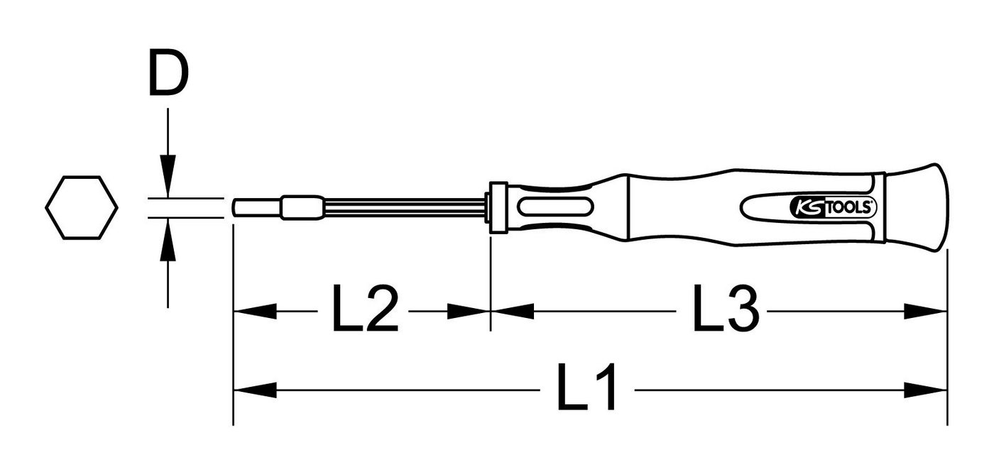 Thumbnail - KS Tools Schraubendreher, Feinmechanik Außensechskant, 4,5 mm