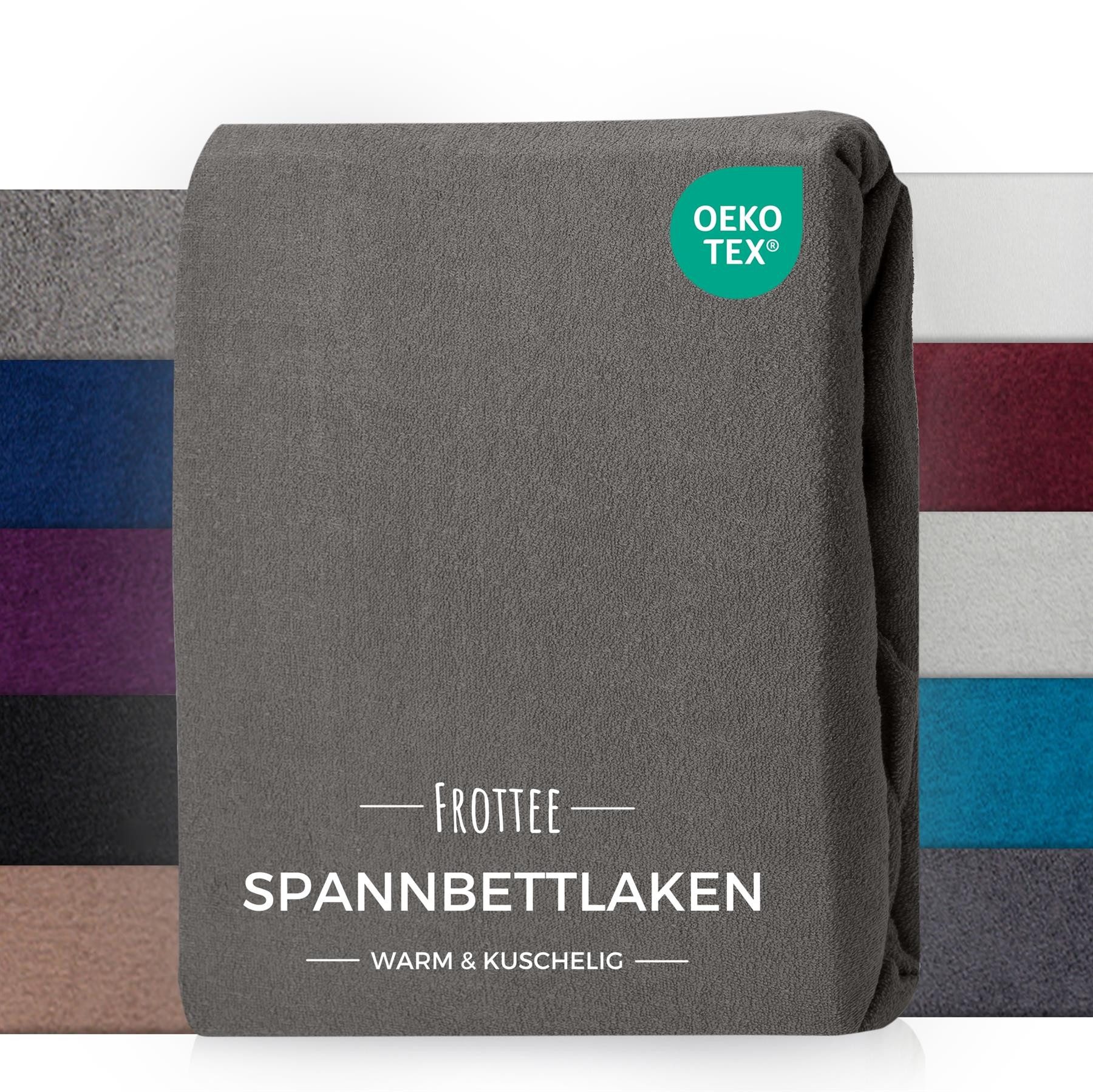 Carpe Sonno Spannbettlaken Frottee Winter Laken 90x200 100x200 140x200 160x200 180x200 200x200, Frottee, Gummizug: rundum, (1 Stück), Warmes Winter Spannbettlaken 90x200 Spannbetttuch Grau