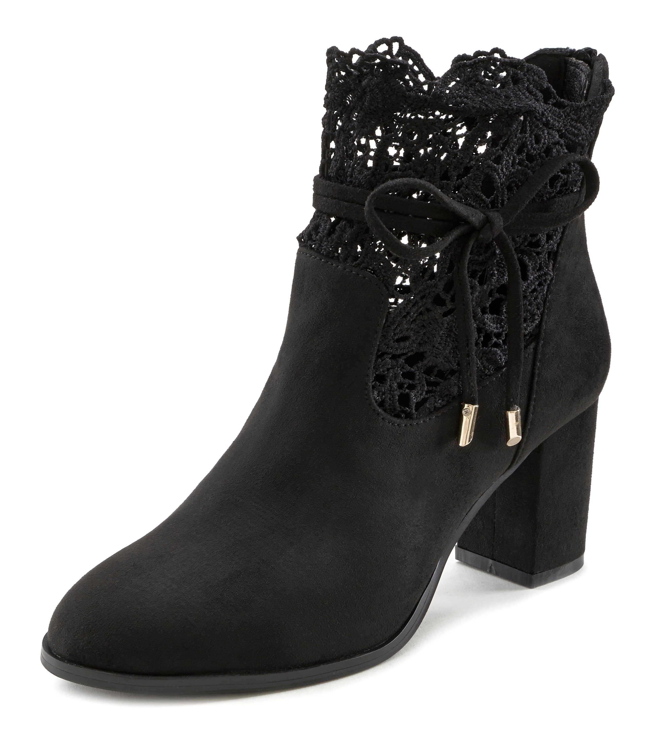LASCANA Sommerstiefelette High-Heel-Stiefelette mit modischer Spitze und bequemen Blockabsatz, Ankle Boot, Stiefel