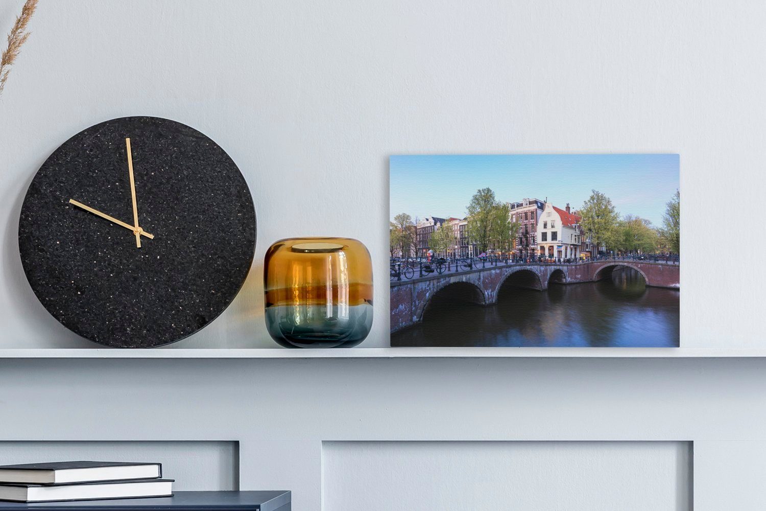 Die Wanddeko, Aufhängefertig, cm (1 Leinwandbild in Wandbild St), unter Amsterdam 30x20 Keizersgracht Leinwandbilder, blauem Himmel, OneMillionCanvasses®