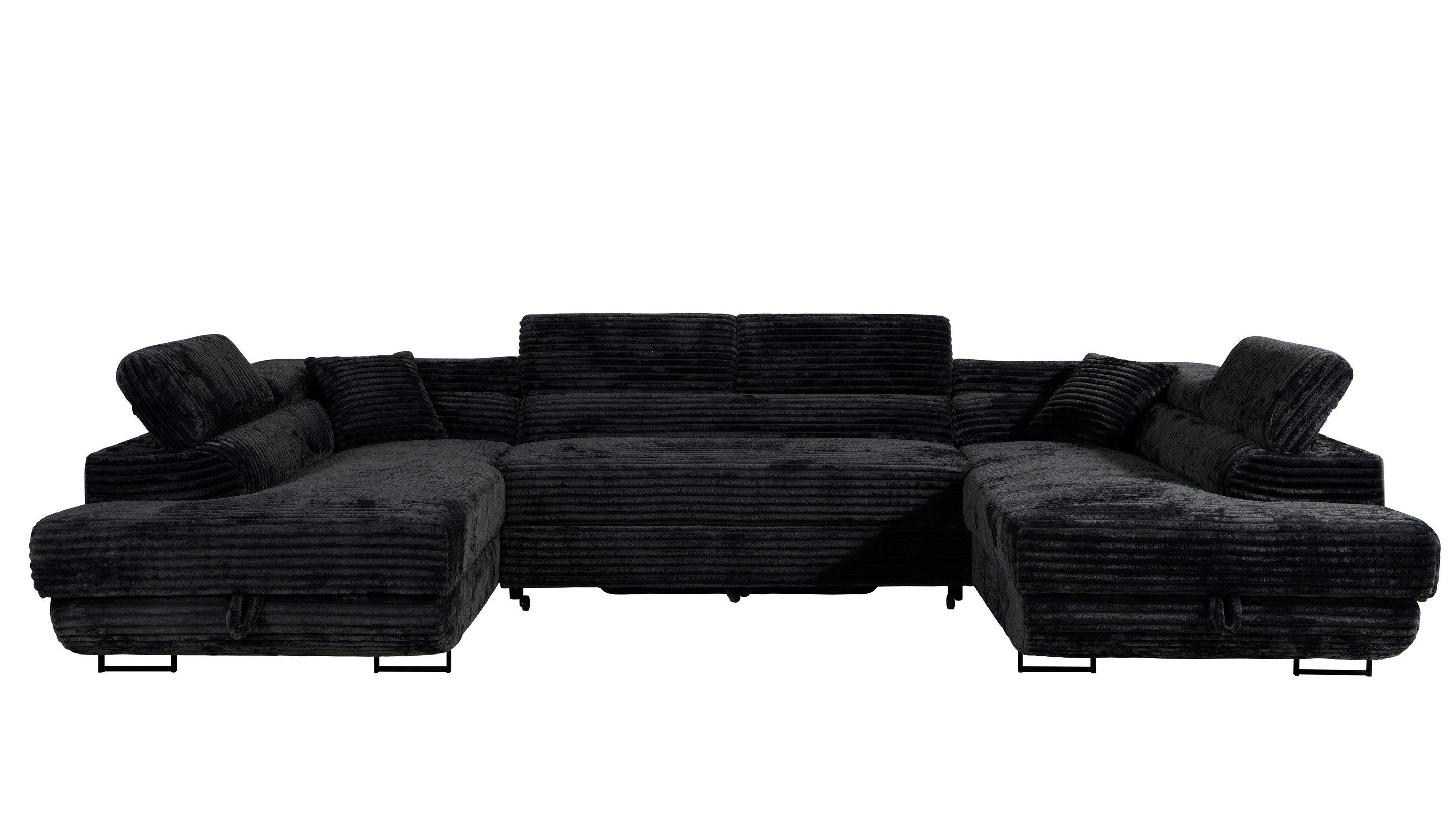 Labett Wohnlandschaft mit Schlaffunktion & Bettkasten GUSTAVO U-Form Sofa a günstig online kaufen
