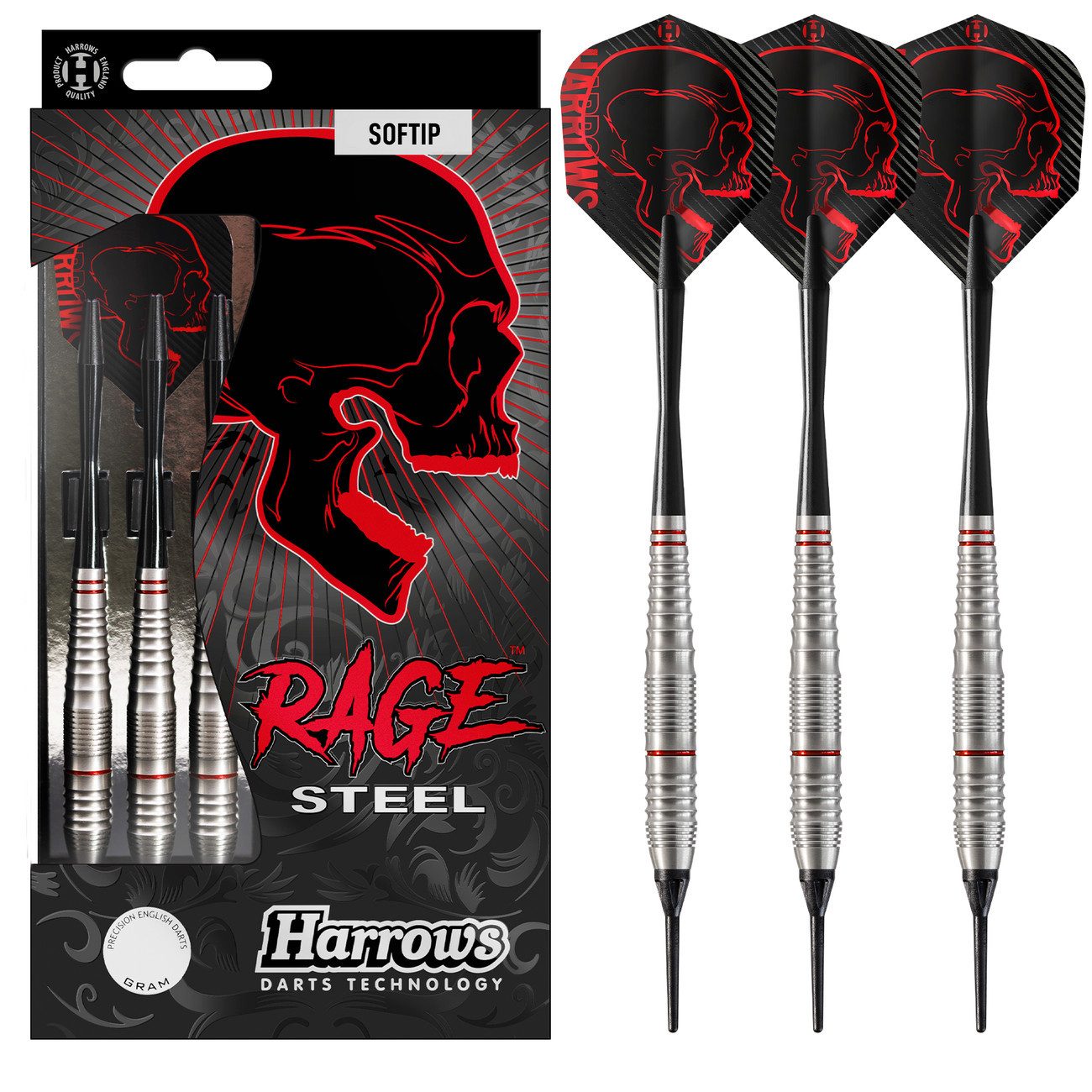 Dartpfeil HARROWS Rage Steel Soft 18g Red/Black