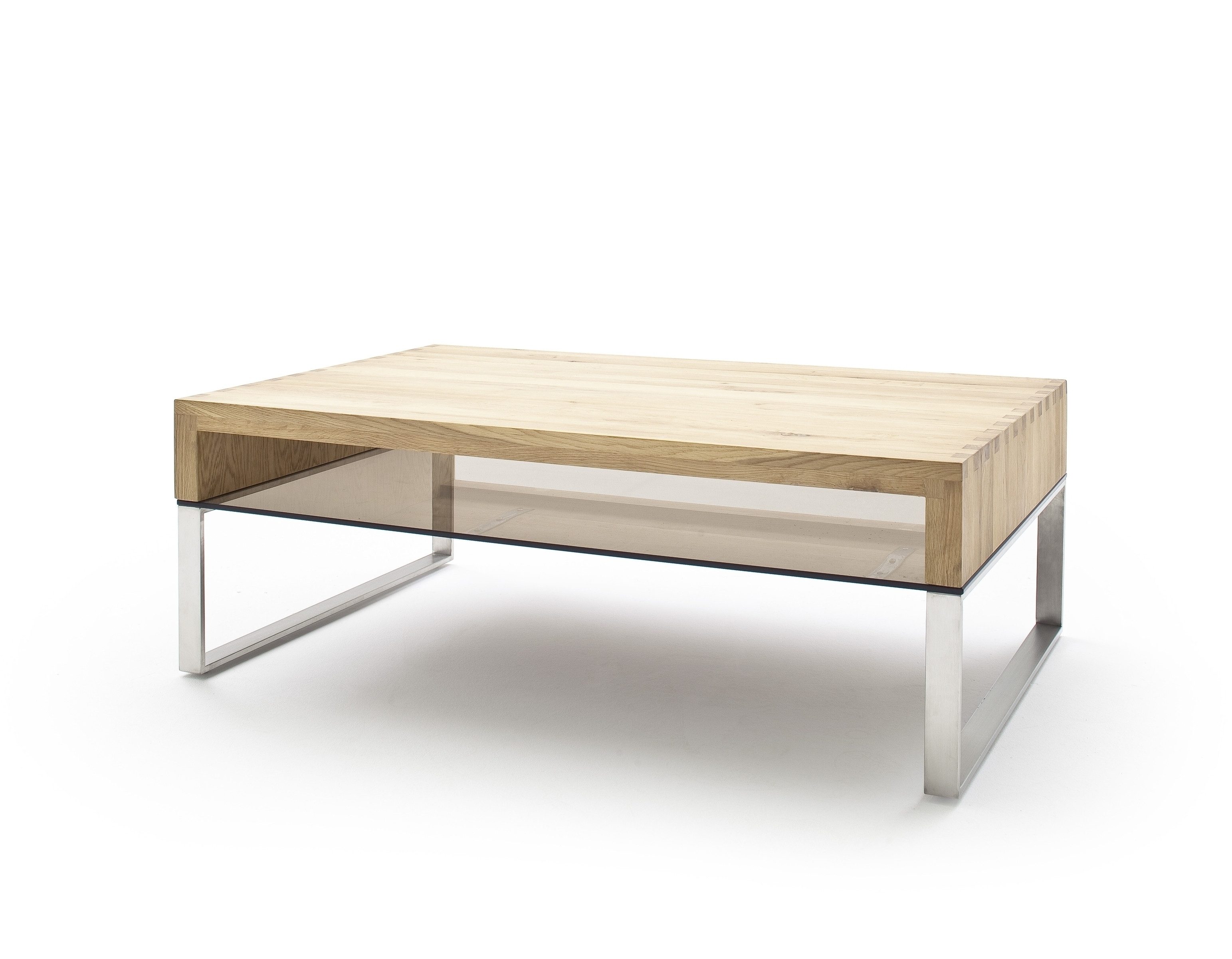 freiraum Couchtisch HILARY, Glasablage, Eiche, Massivholz - 110x39x70cm (BxHxT)