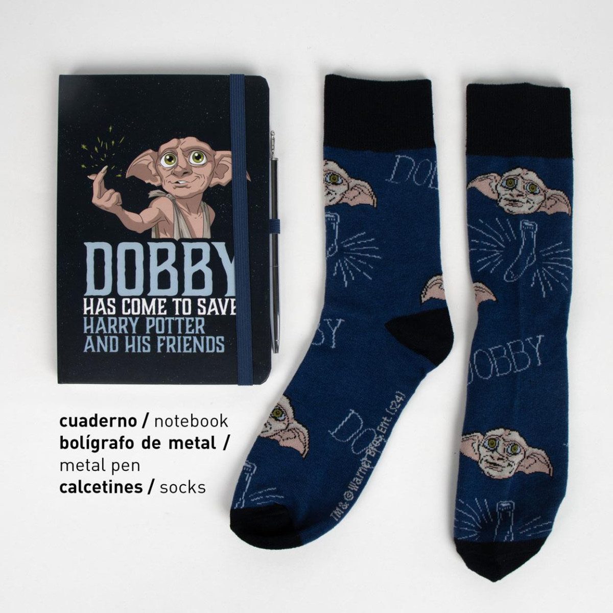 Cerda Notizblock Harry Potter Schreibwaren-Set – Dobby Socke mit Stiften & Notizblock, 3