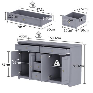 FUFU&GAGA Sideboard Wohnzimmer,Kommode mit 5 Schubladen und 4 Türen