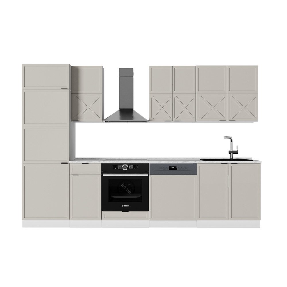 Vicco Küchenzeile Fame-Line, GrauBeige/Weiß/Weiß, 300 cm günstig online kaufen