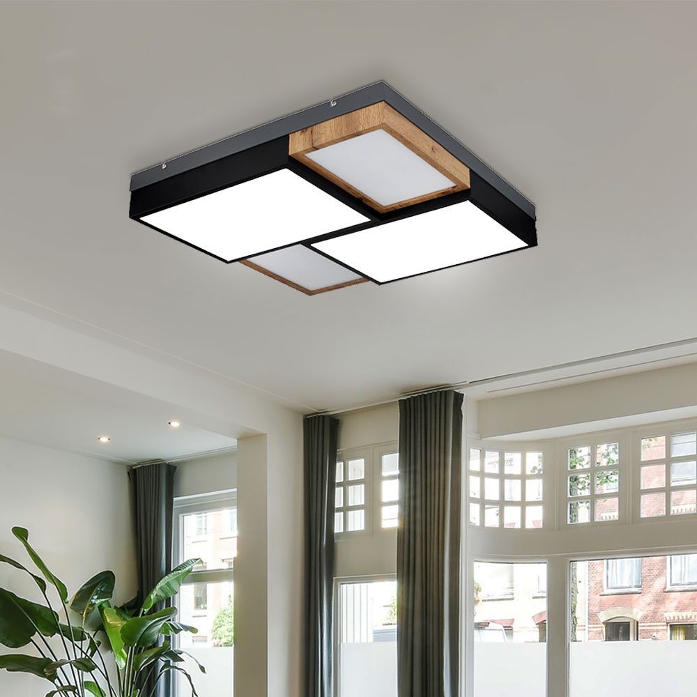 Holzoptik Deckenleuchte LED Lampe Wohnzimmerlampe 60x60 Deckenlampe Deckenleuchte, cm LED Globo