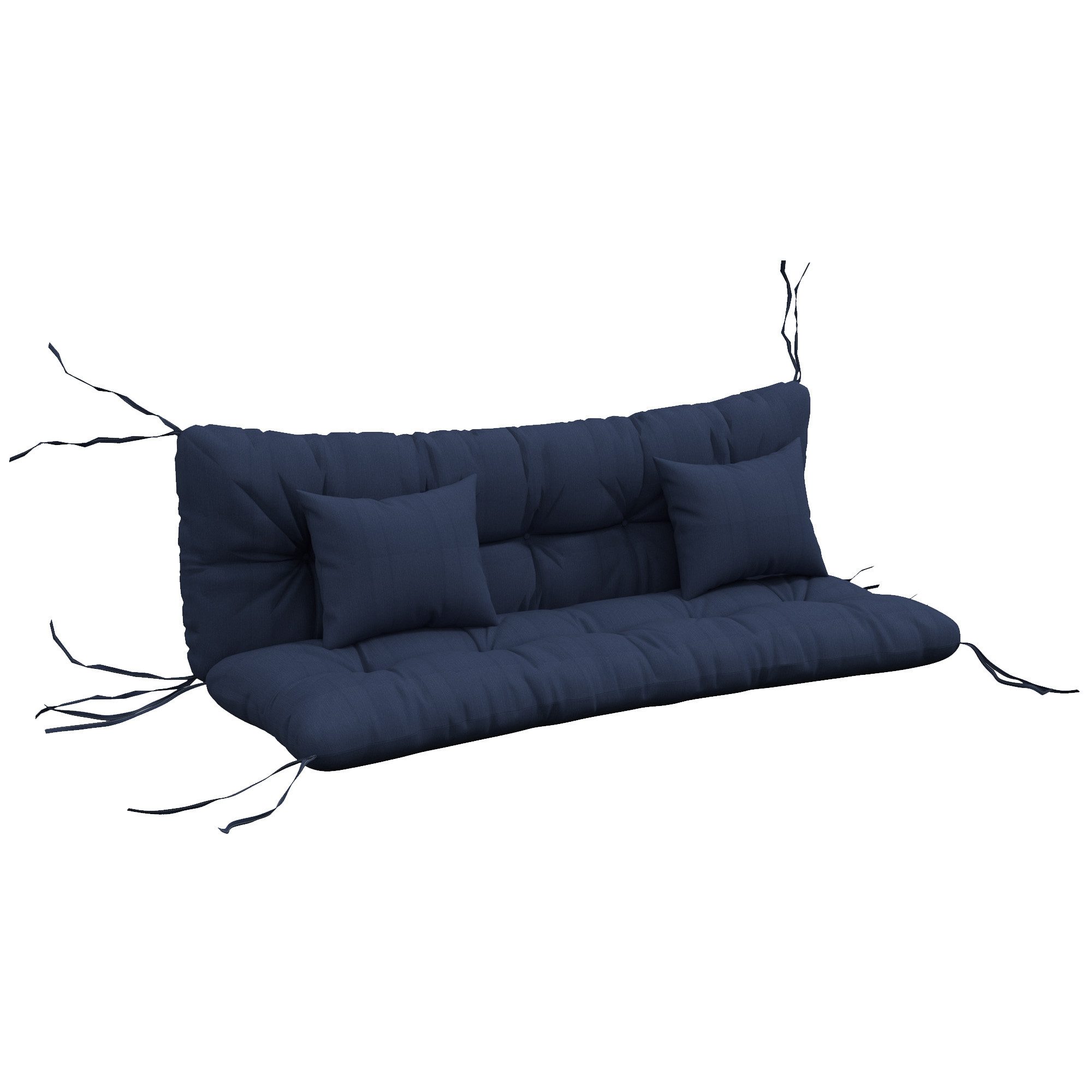Outsunny Sitzkissen 4er-Set Stuhlkissen, wasserabweisend, 10cm dick, mit Bindebänder, für Haus, Garten, Sofa, Marineblau