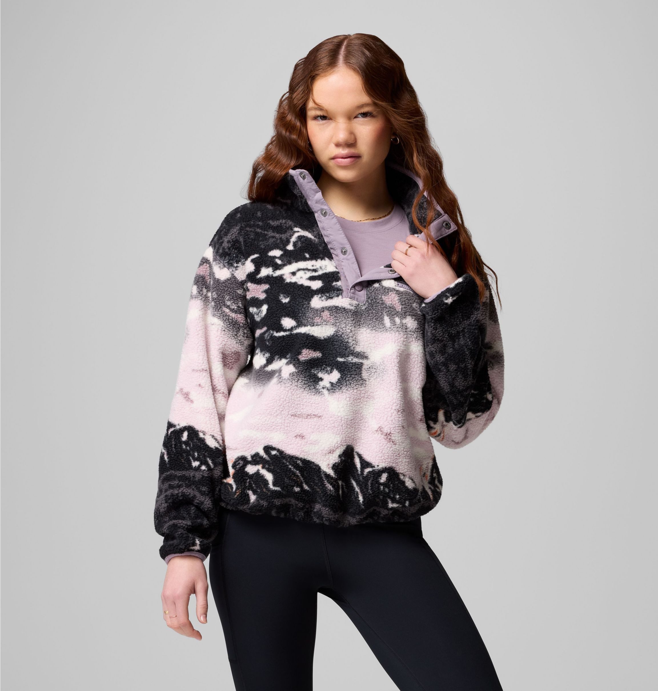 Columbia Fleecepullover Helvetia II Printed Cropped Half Sn SHALE PURPLE SISTERS, SHALE PURPLE – Bild 4 von 5