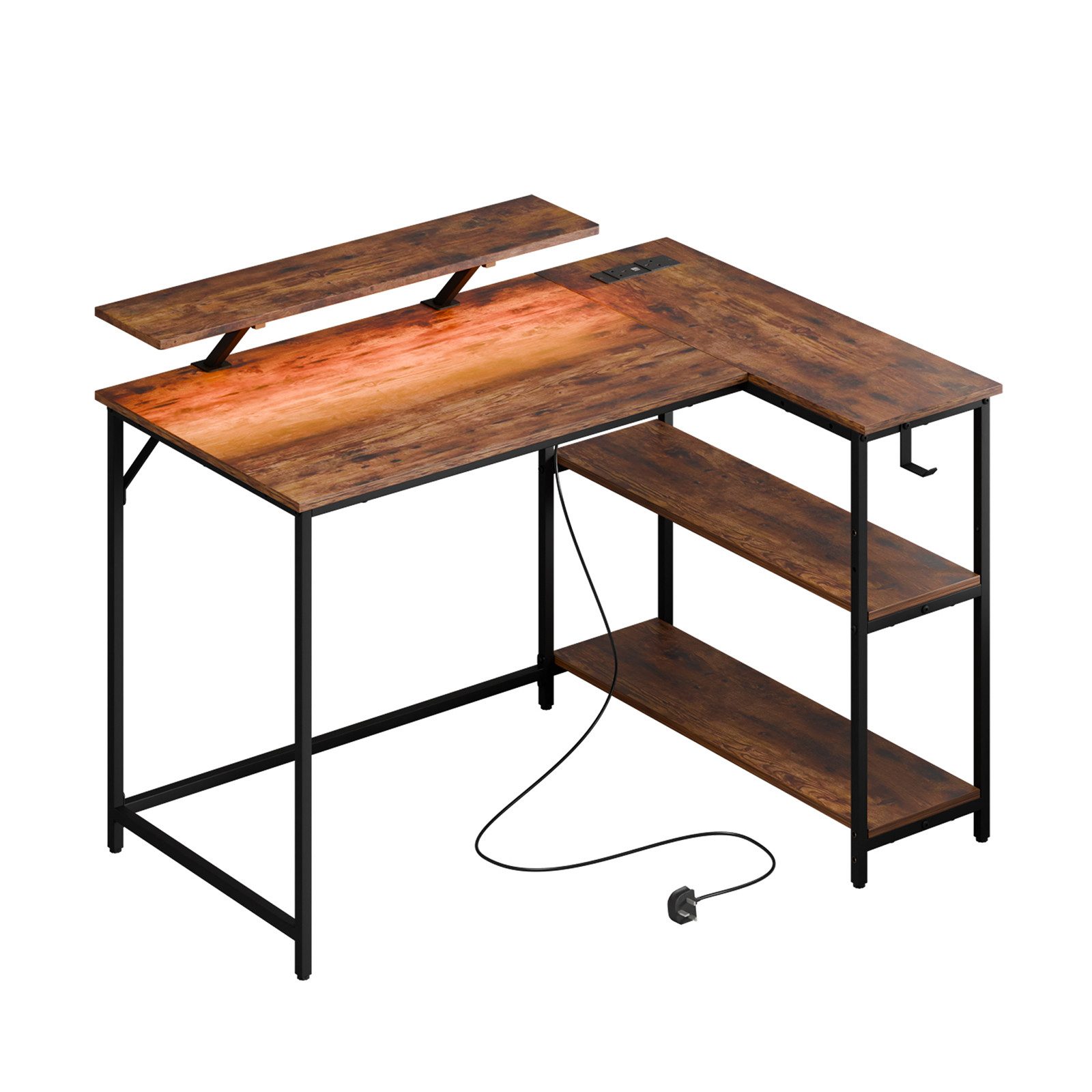 Mondeer Eckschreibtisch L-Shape (120*90cm), RGB-Lichtstreifen Steckdose günstig online kaufen