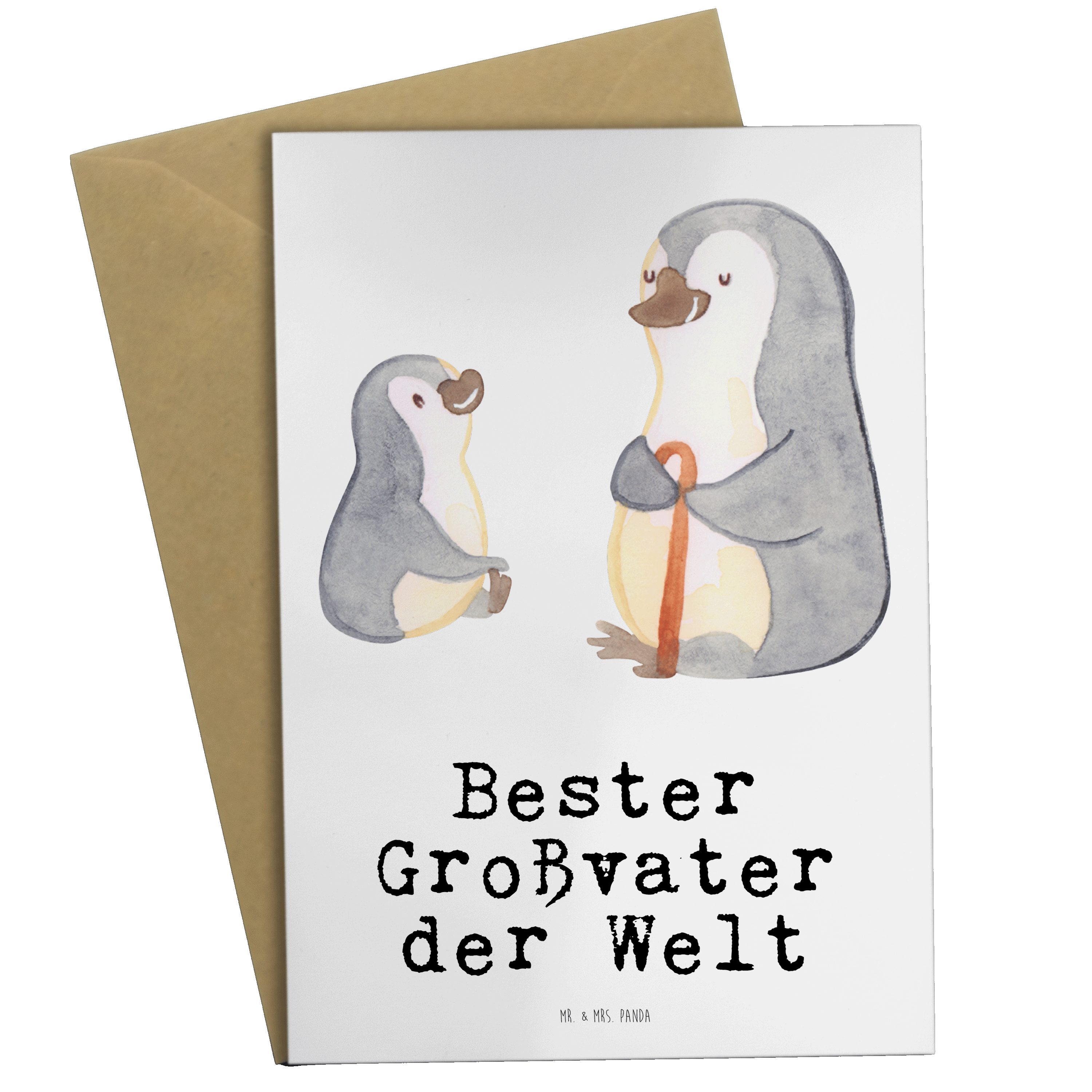 Mr. & Mrs. Panda Grußkarte Pinguin Bester Großvater der Welt - Weiß - Geschenk, Bedanken, Geburt