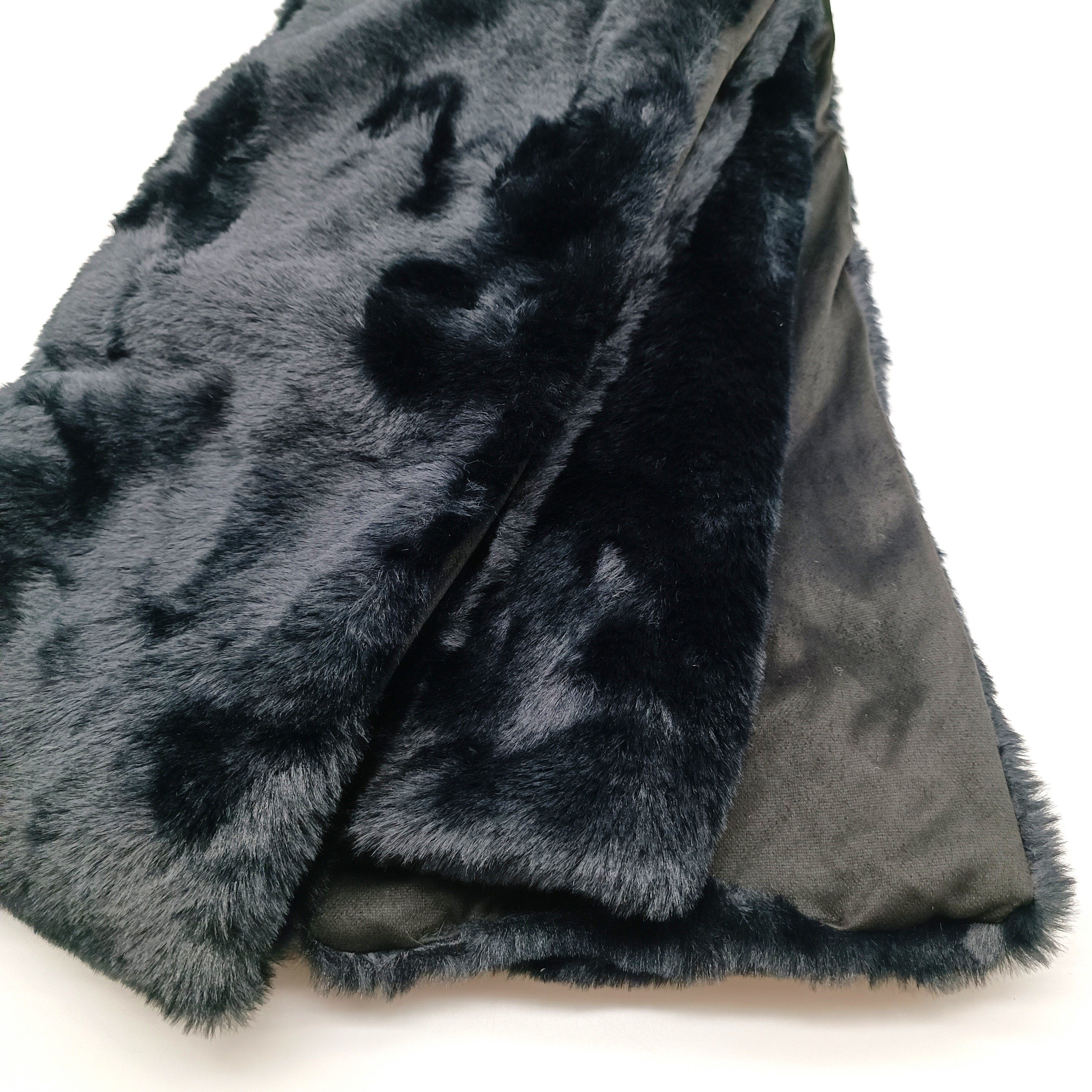 Seeberger Modeschal Kuschelfell Schal 180x20 cm schwarz vegan
