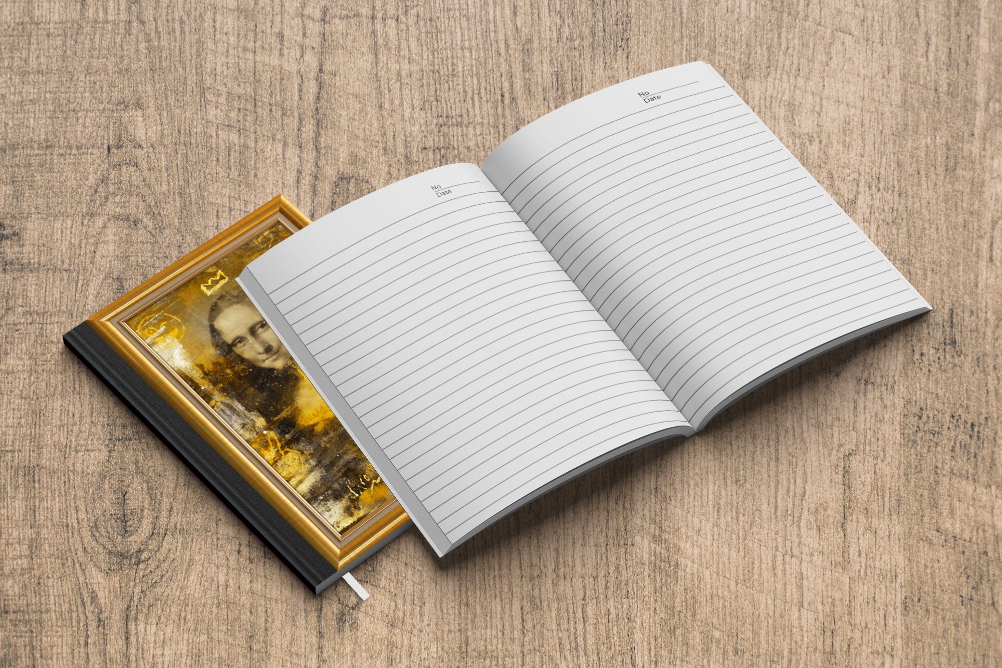 Da Journal, Notizheft, 98 Notizbuch Gold, - Mona Tagebuch, Vinci Haushaltsbuch Lisa A5, Merkzettel, Liste - Seiten, MuchoWow -