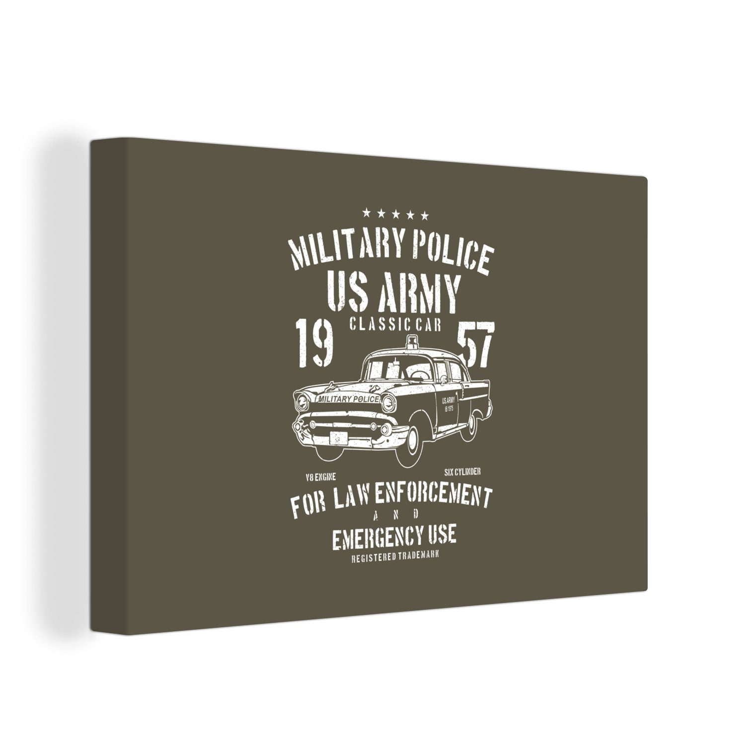OneMillionCanvasses® Leinwandbild Mancave - Auto - Oldtimer - Armee, (1 St), Wandbild Leinwandbilder, Aufhängefertig, Wanddeko, 30x20 cm