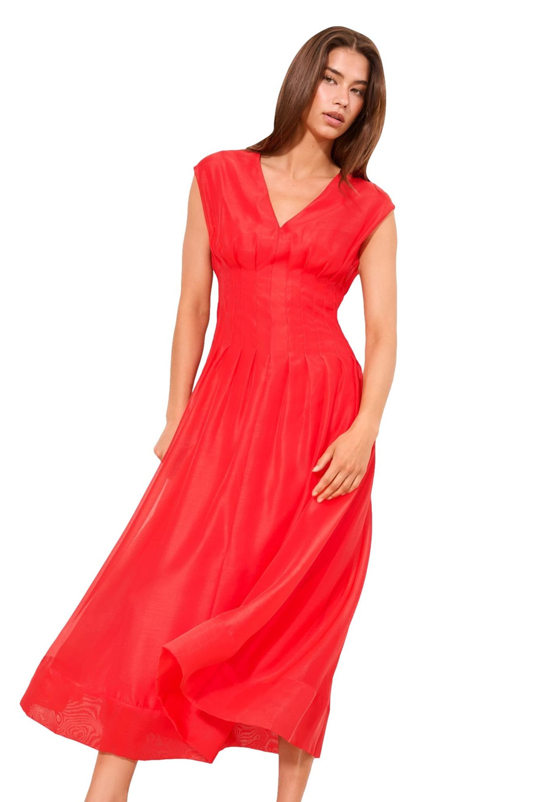 LIPSY Midikleid Lipsy Tailliertes Kleid mit V-Ausschnitt, Regular (1-tlg)