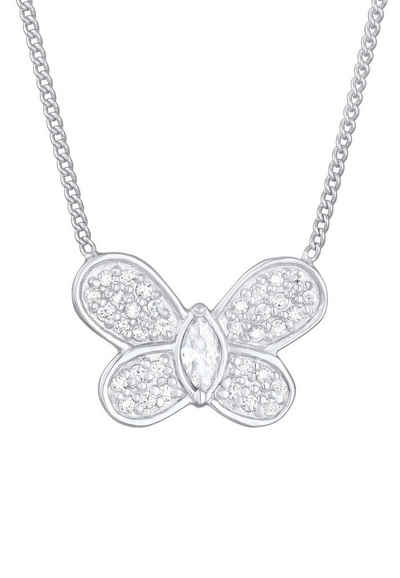 Elli Kette mit Anhänger Schmetterling Butterfly Zirkonia 925 Silber, Schmetterling