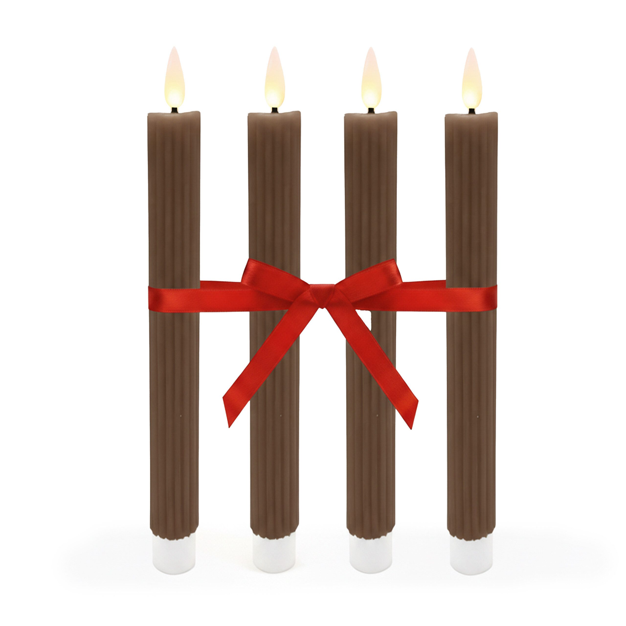 relaxdays LED-Kerze LED Stabkerzen 4er Set, Coffee