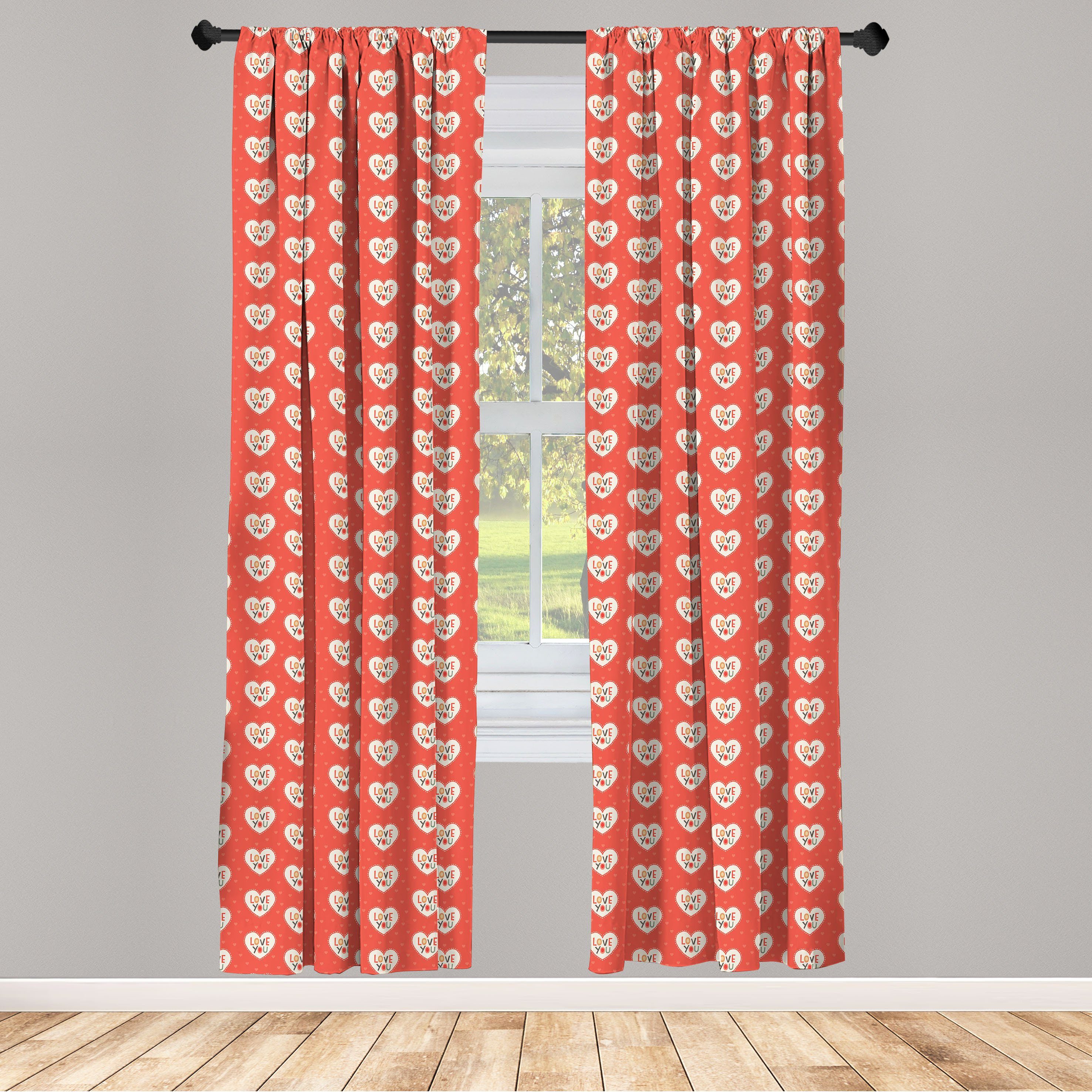 Gardine Vorhang für Wohnzimmer Schlafzimmer Dekor, Abakuhaus, Microfaser, Liebe Hipster-Herzen Valentines