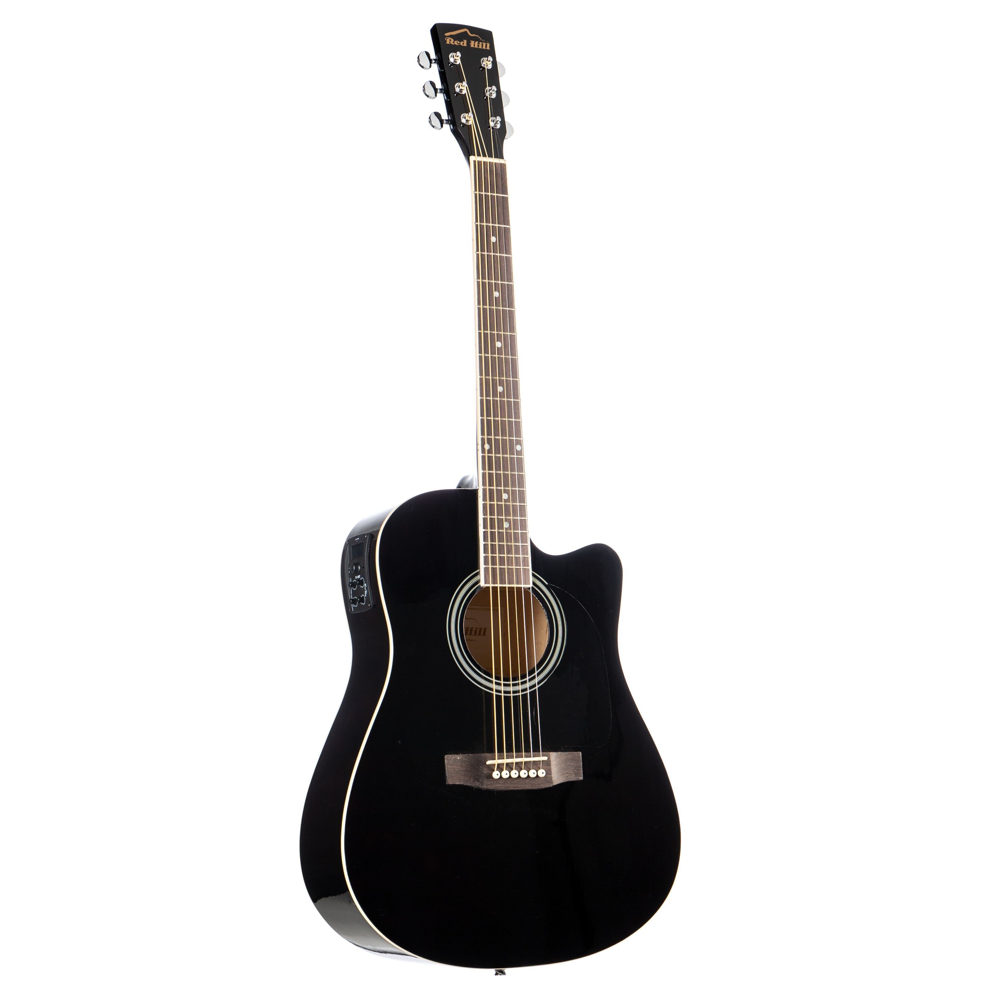 Red Hill Westerngitarre, D-1-CE Westerngitarre, Akustik-Gitarre mit Tonabnehmer, elektroakustische Gitarre, Dreadnought mit Cutaway und schwarze Lindendecke, Westerngitarren, Dreadnought Gitarren, D-1-CE Westerngitarre, Akustik-Gitarre, elektroakustische Gitarre