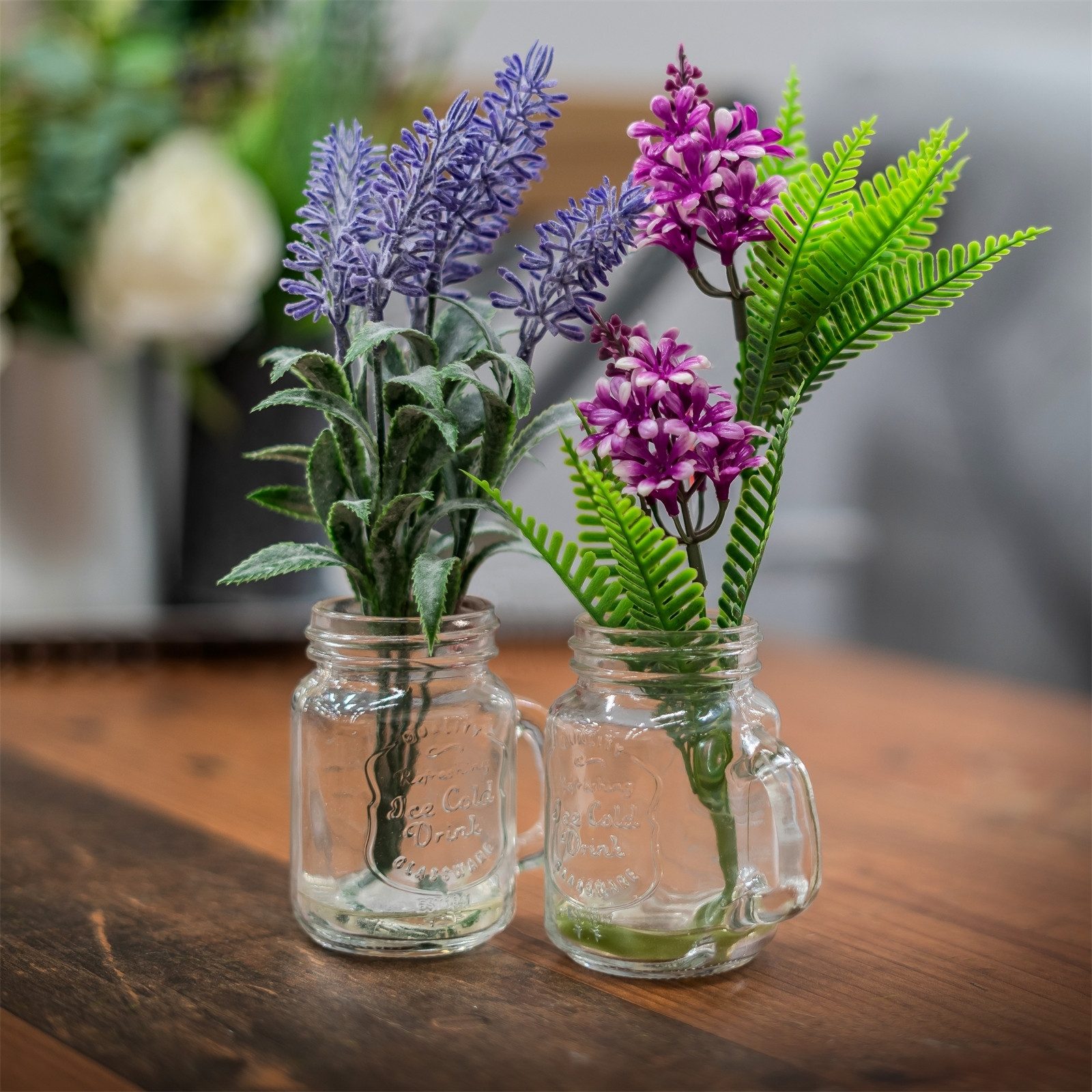 Kunstblume Kunstblume Lavendel in Glaskrug Leilani günstig online kaufen