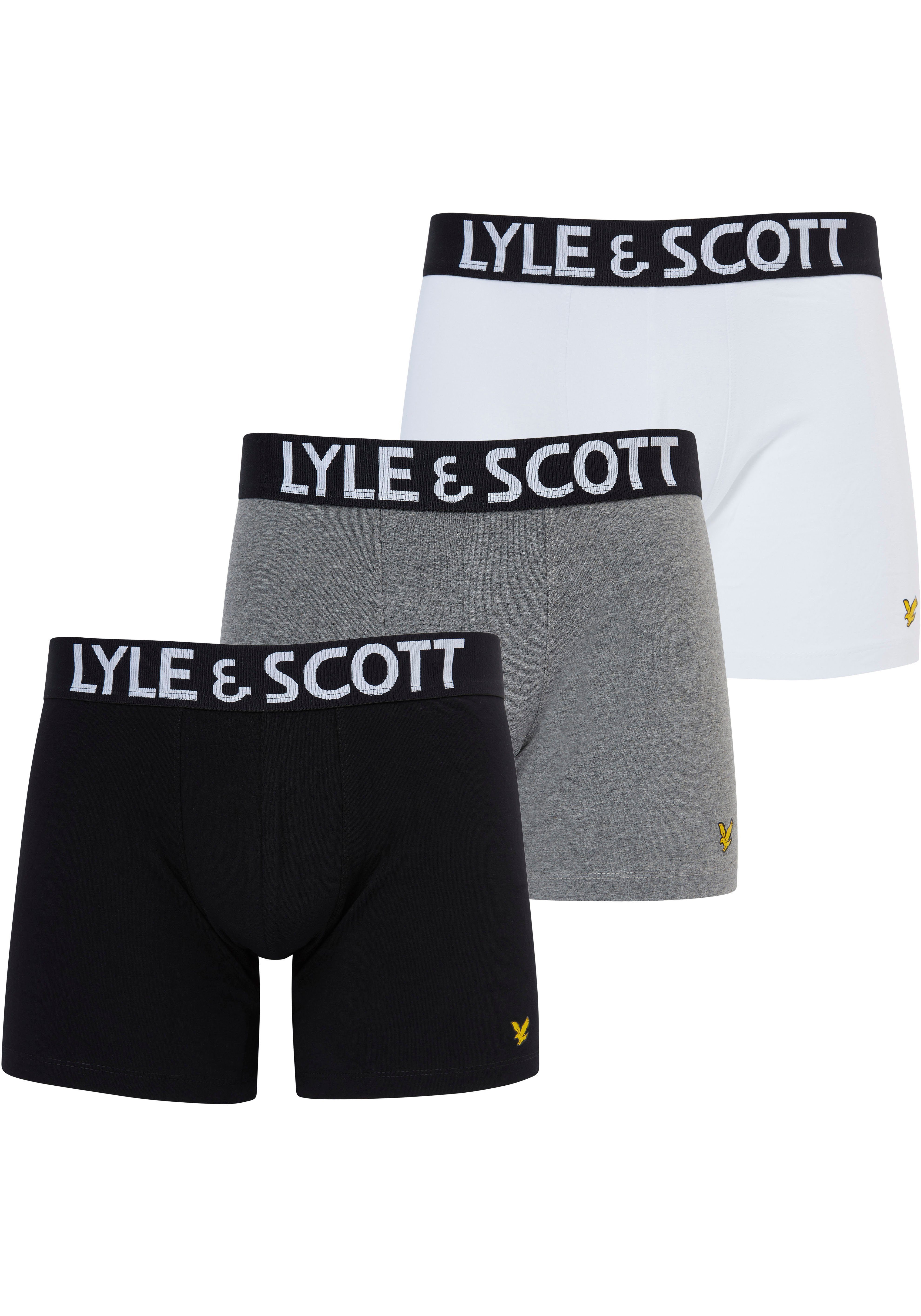 Lyle & Scott Boxershorts DANIEL (Packung, 3-St) mit Logo-Elastikbund black/bright white/grey marl
