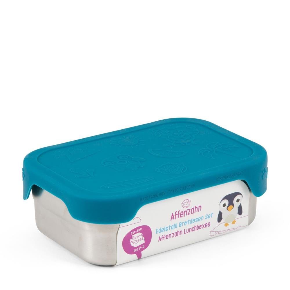 Affenzahn Lunchbox, mit Snackbox, aus Edelstahl, für Kinder blau