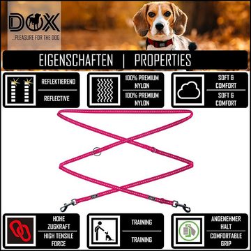 DDOXX Hundeleine Hundeleine Nylon, reflektierend, 3fach verstellbar, 2m, Pink