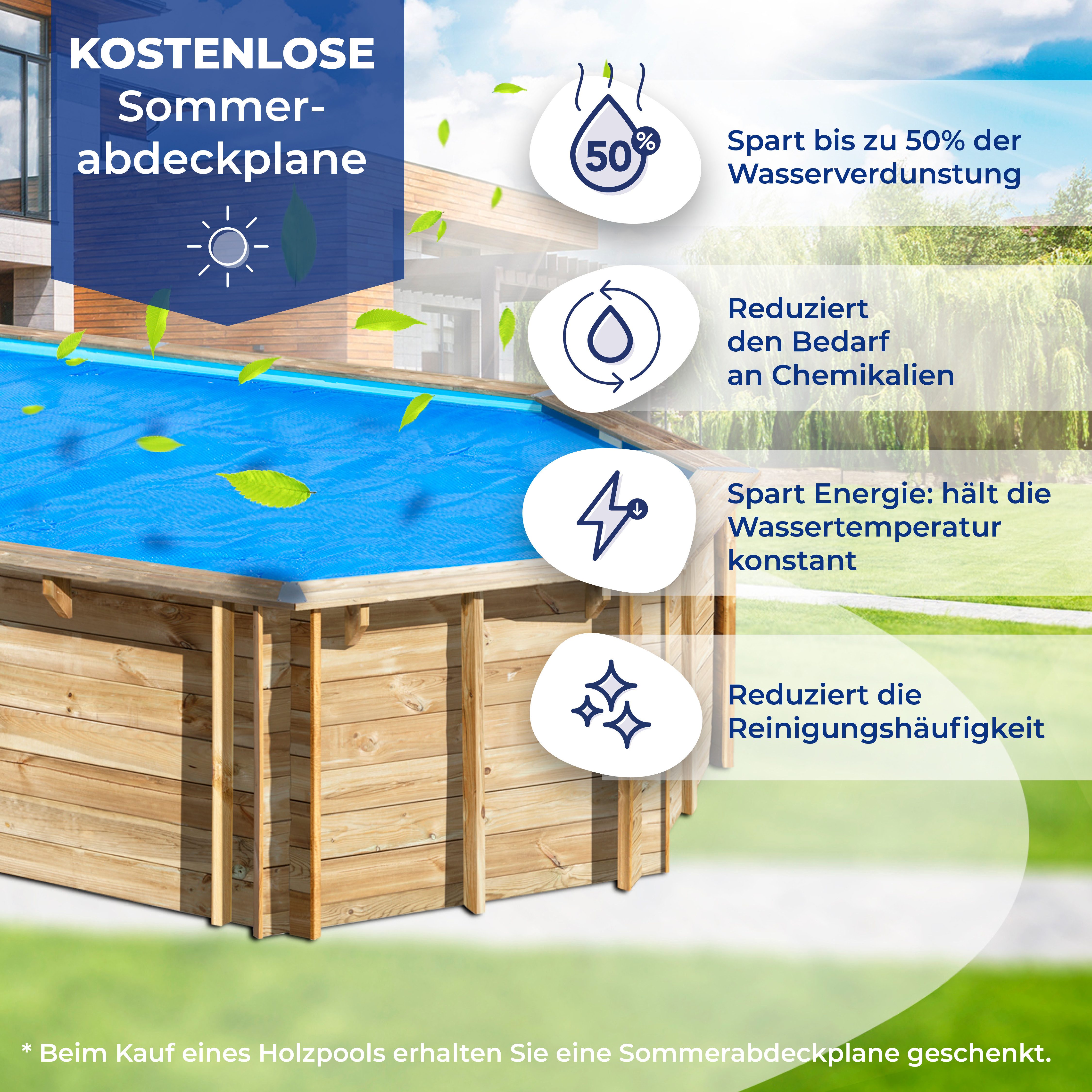 Gre Achteckpool SAFRAN 2 mit Edelstahlleiter (Set, 8-tlg), Kiefernholz, BxLxH: 395x620x136 cm