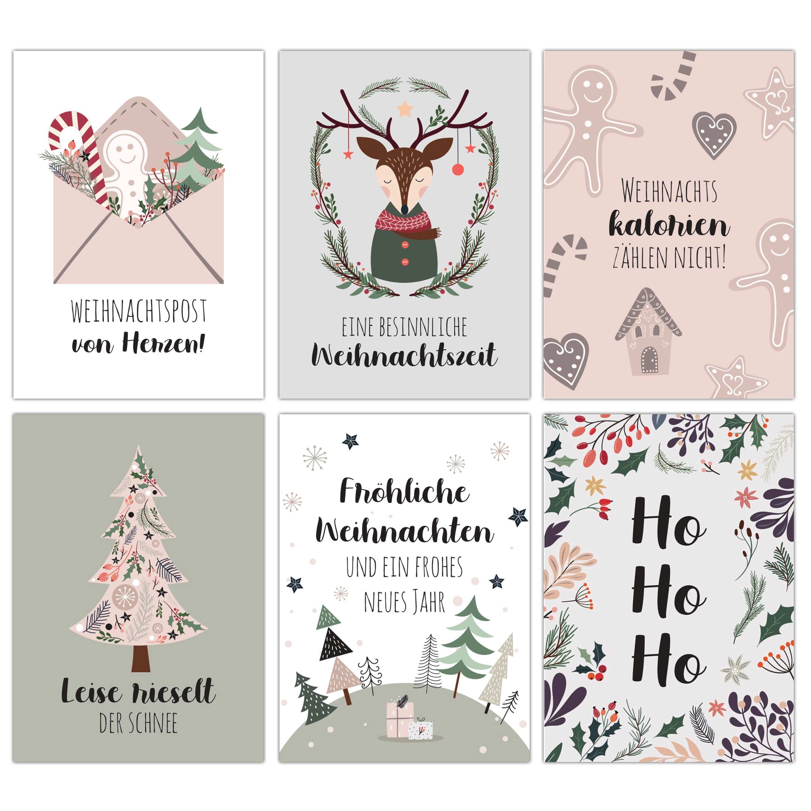 PAPIERDRACHEN Weihnachtskarte Weihnachtskartenset - liebevoll gestaltete Postkarten zu Weihnachten
