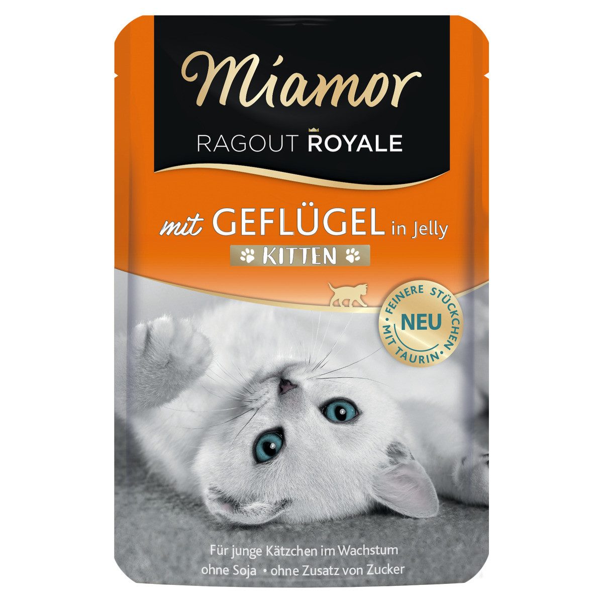 Miamor Ragout Royale Kitten mit Geflügel in Jelly 100 g - 22 Stück, Nassfutter für: Katze
