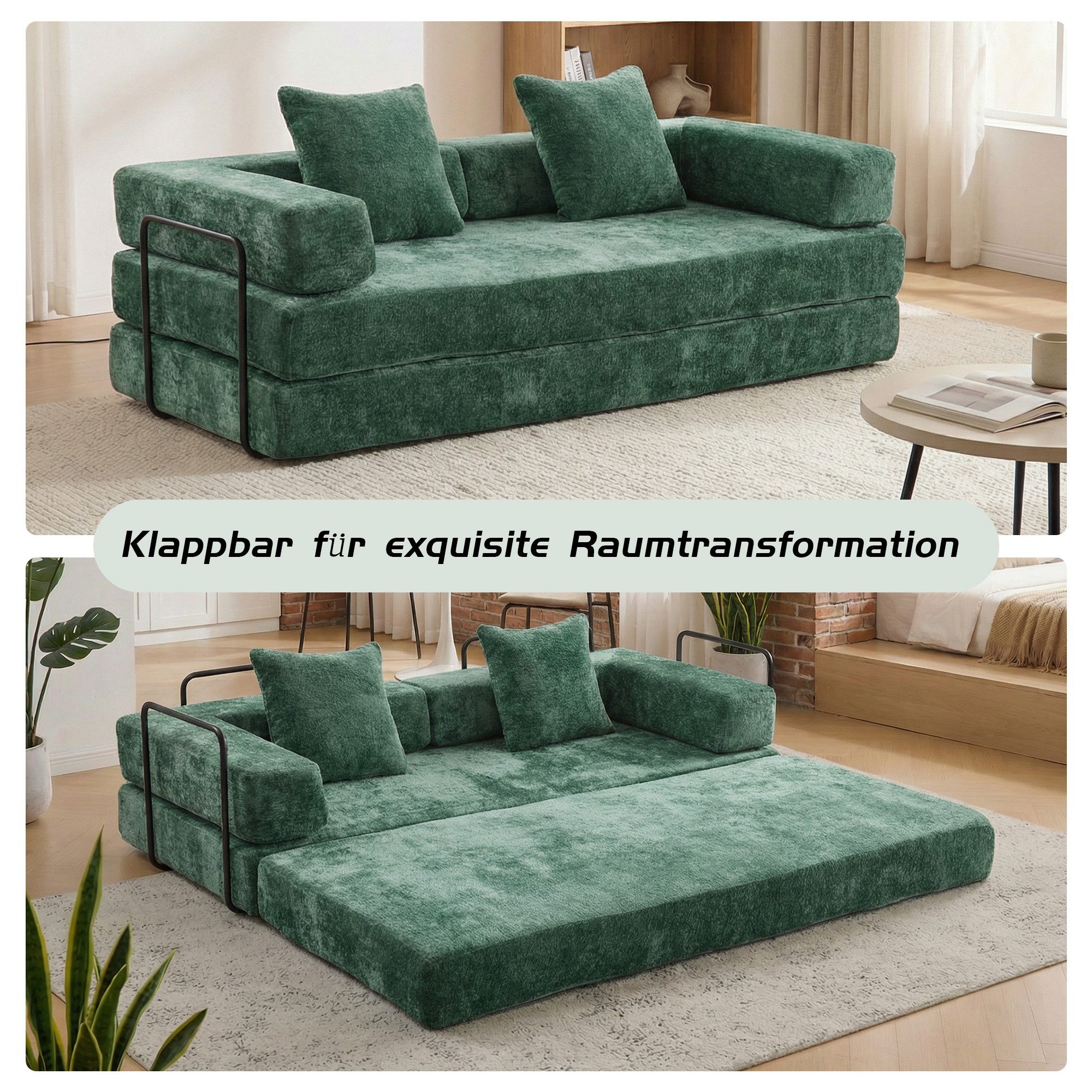Vankel Loungesofa 4-in-1 Wohnzimmers sofa mit Schlaffunktion – faltbares Sofa, Platzsparendes Design für kleine Räume – Sofa, Liege und Bett in einem – Bild 2 von 5