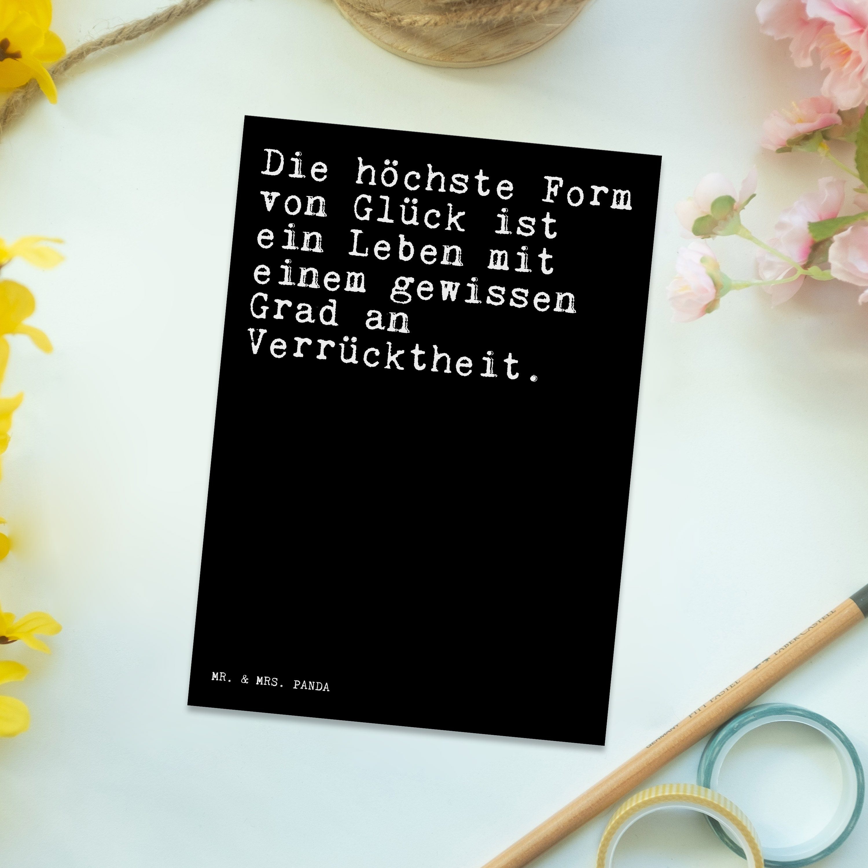 Schwarz Panda Mrs. Geschenk, - lustig, Die Sp Postkarte von... Dankeskarte, Form Mr. & - höchste