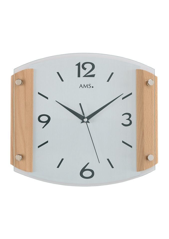AMS Funkwanduhr F5938/18 (Quarzuhr,Holz,Buche,Wohnzimmer,Esszimmer,Küche,Ar günstig online kaufen