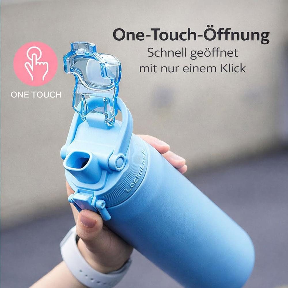 LocknLock Thermoflasche Edelstahl-Thermoflasche 720 ml, One-Touch, Tragegriff, rutschfest, auslaufsicher, kohlensäuregeeignet – Bild 3 von 5