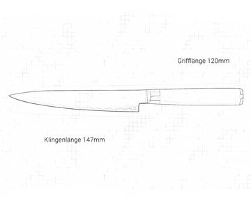 Franz Messer Allzweckmesser Allzweckmesser – 14,7cm, Geschmiedet aus 67 Lagen echtem Damaszenerstahl (japanischer VG-10 Stahlkern)