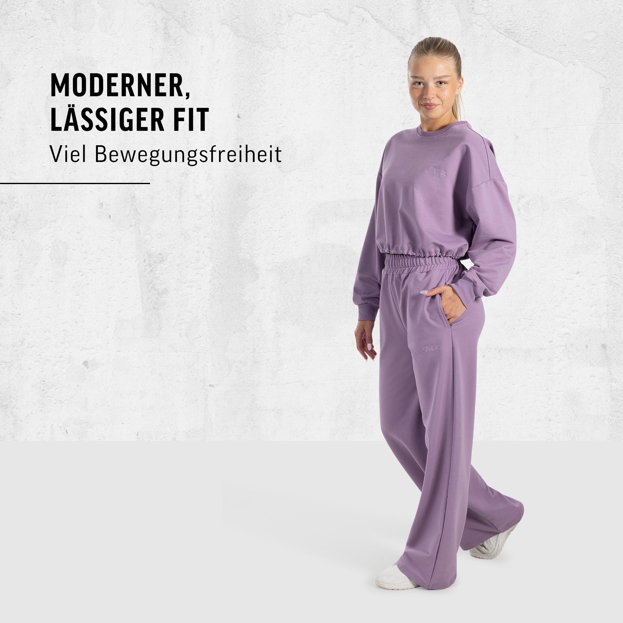 Smilodox Jogginghose Kanya, Baumwollhose, Baggy Fit, Weites Bein für Gym & Alltag mit Seitentasche, Elastischer Bund, weicher Stoff, Sporthose